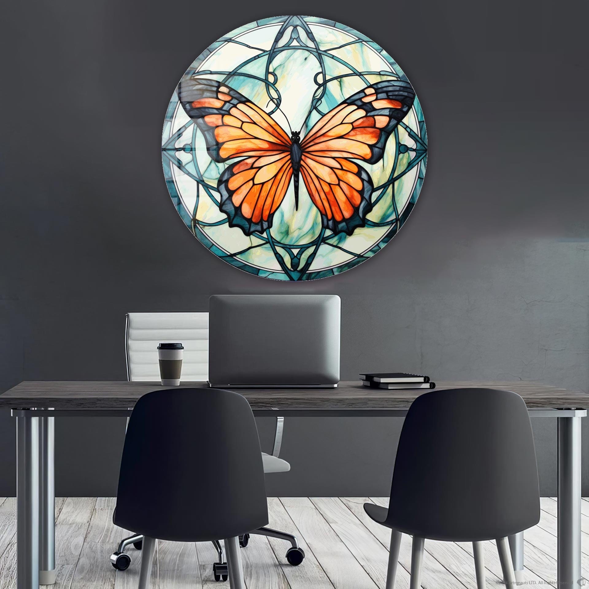 Artronauts Glass Print Stained ButterfIy III - Rounded Glass Wall Art