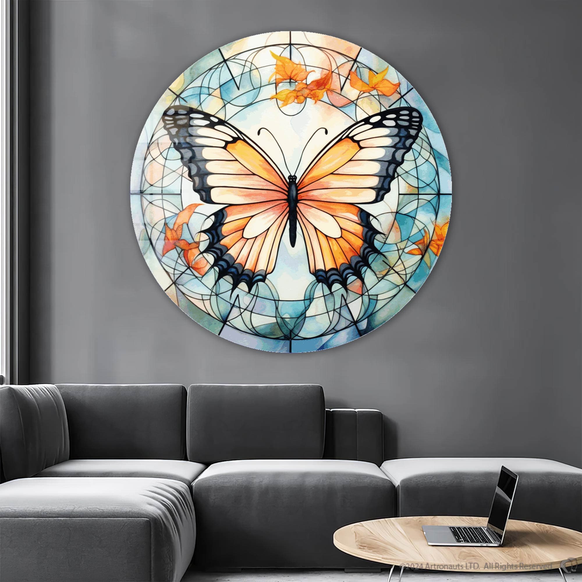 Artronauts Glass Print Stained ButterfIy IV - Rounded Glass Wall Art