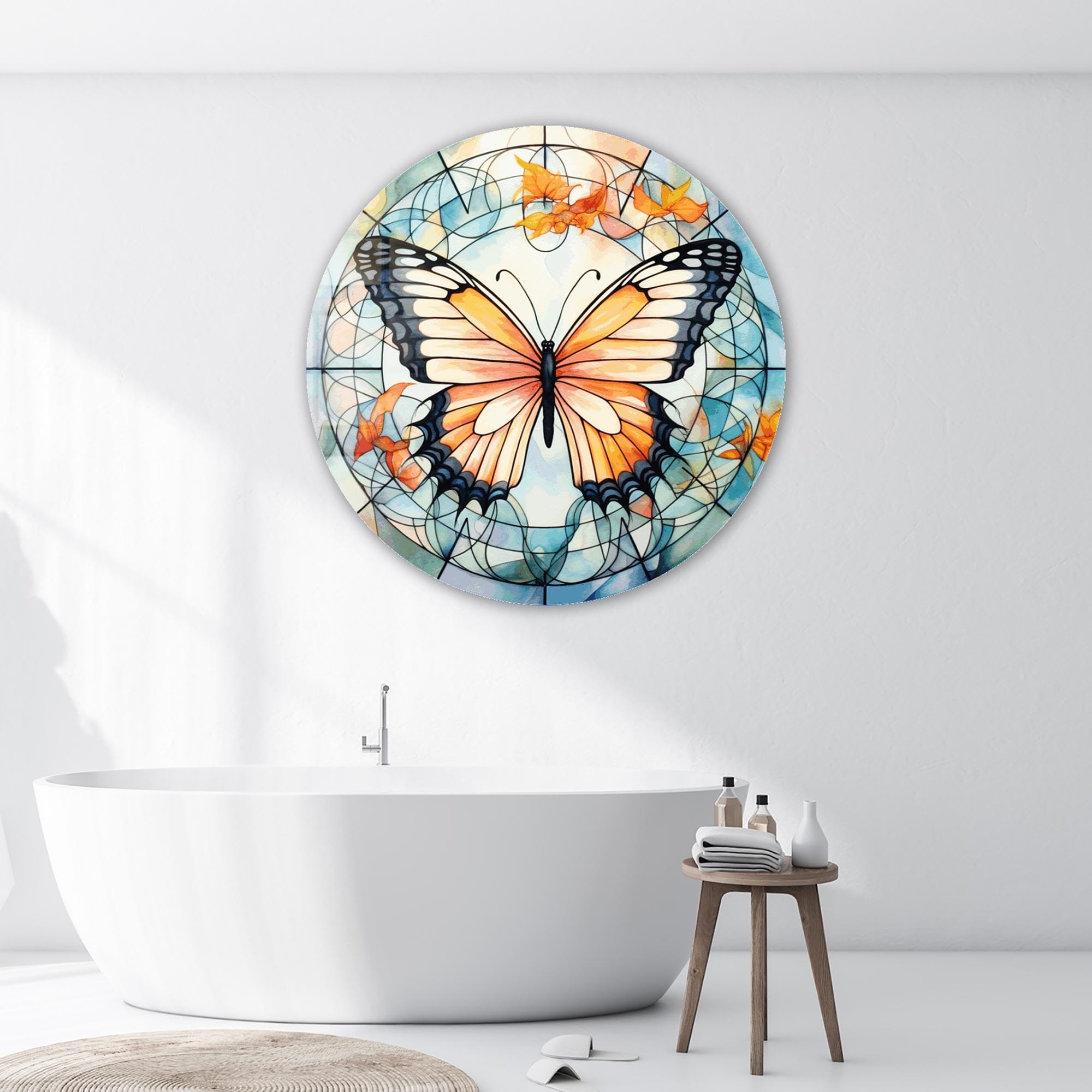 Artronauts Glass Print Stained ButterfIy IV - Rounded Glass Wall Art