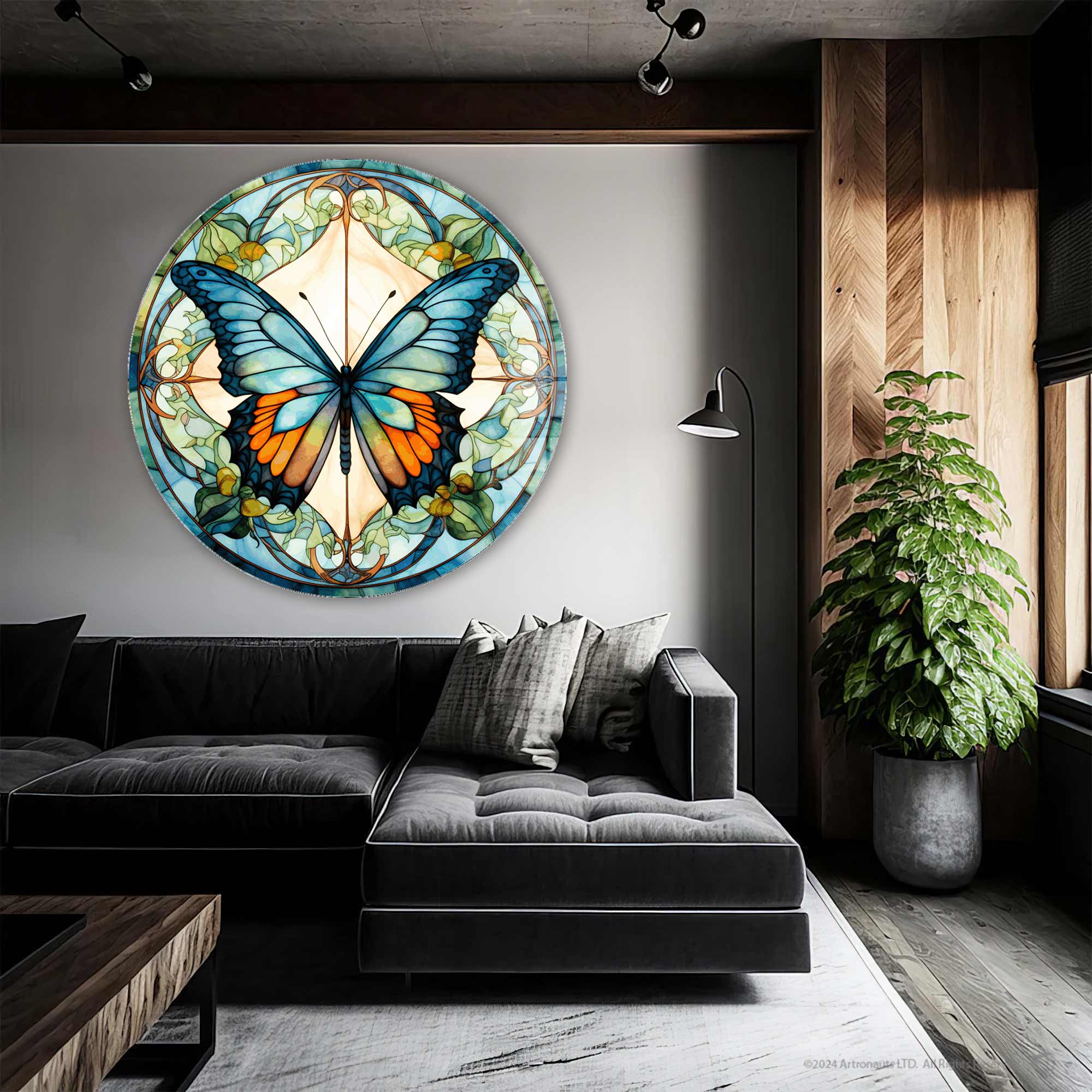 Artronauts Glass Print Stained ButterfIy VI - Rounded Glass Wall Art