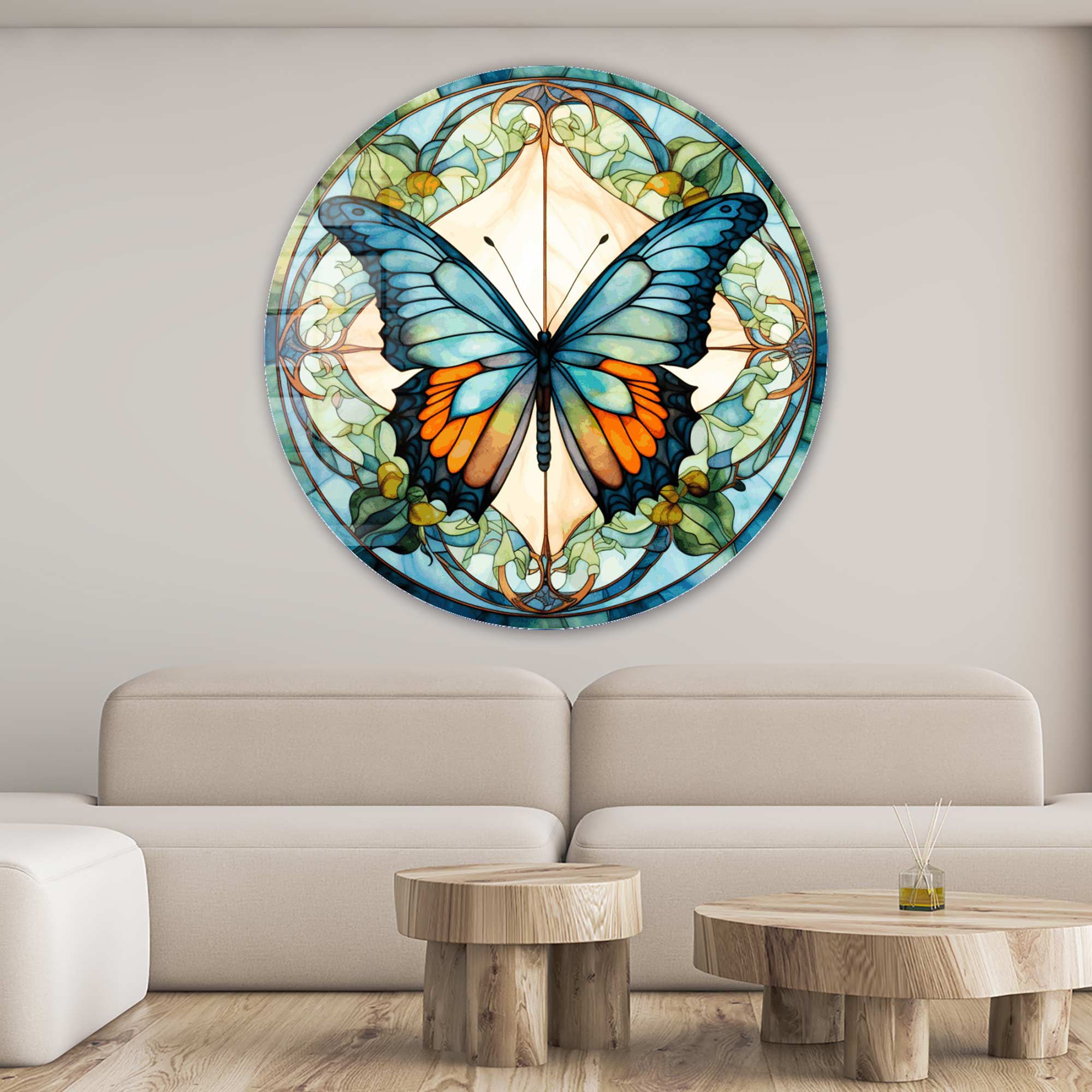 Artronauts Glass Print Stained ButterfIy VI - Rounded Glass Wall Art