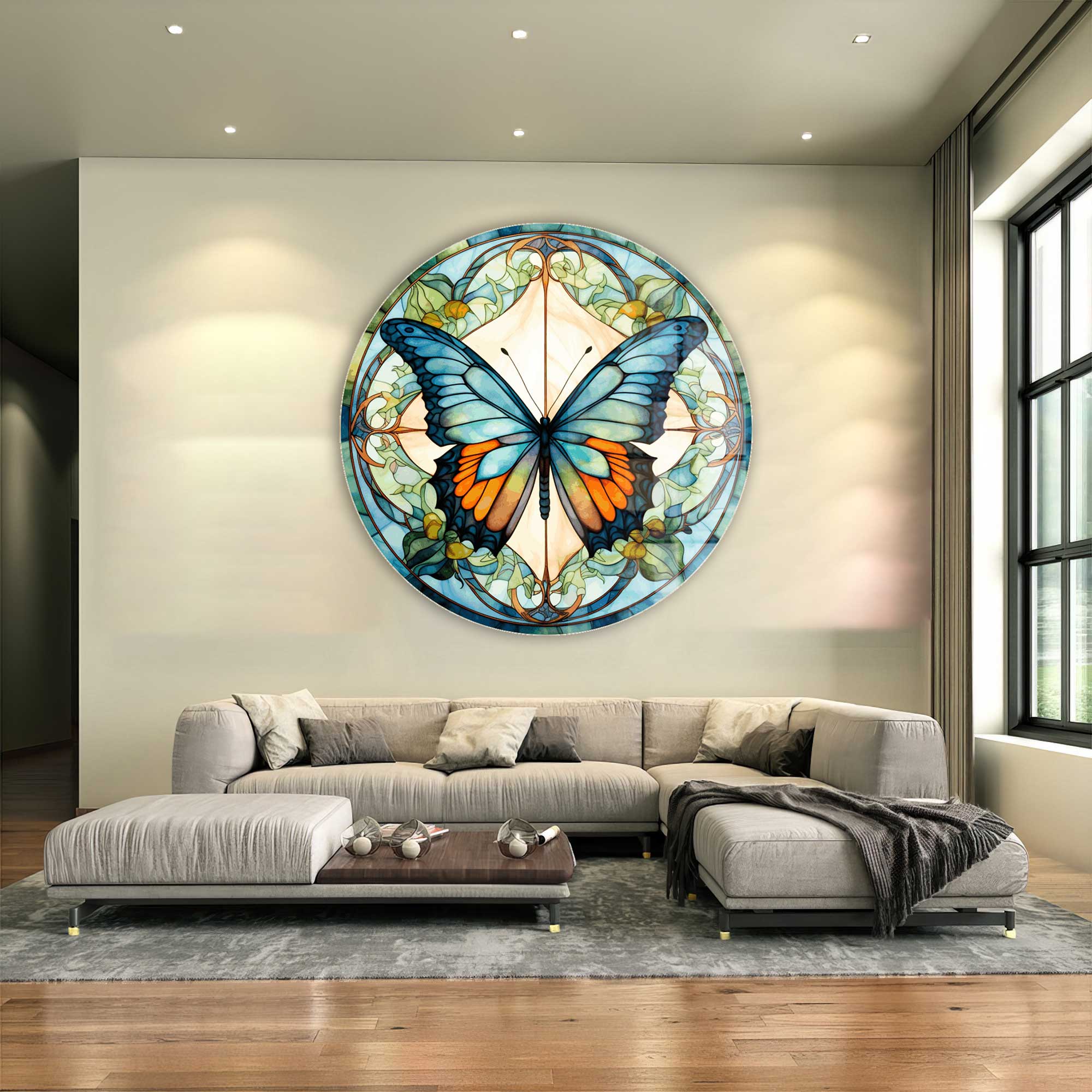 Artronauts Glass Print Stained ButterfIy VI - Rounded Glass Wall Art