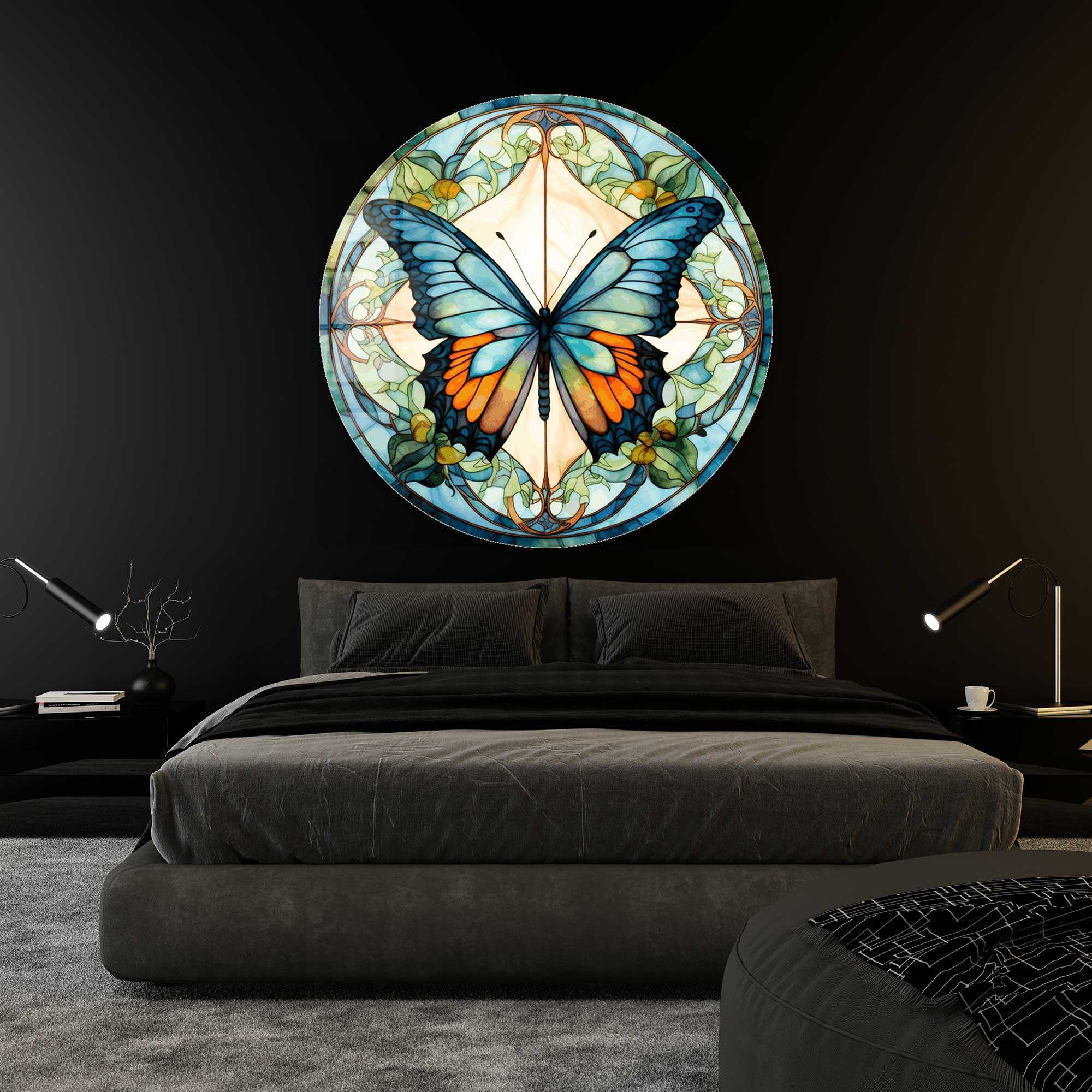 Artronauts Glass Print Stained ButterfIy VI - Rounded Glass Wall Art