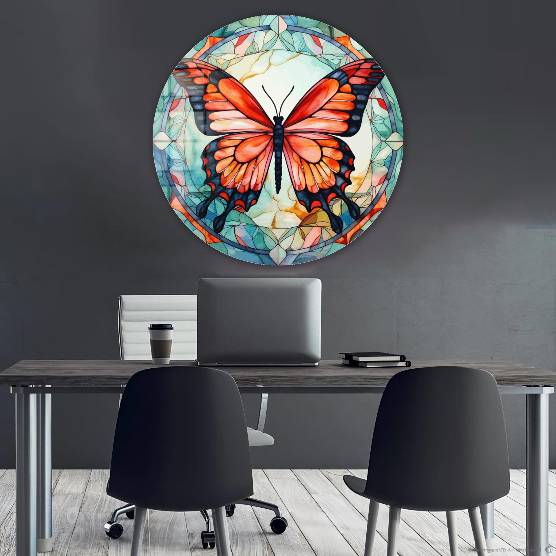 Artronauts Glass Print Stained ButterfIy VII - Rounded Glass Wall Art