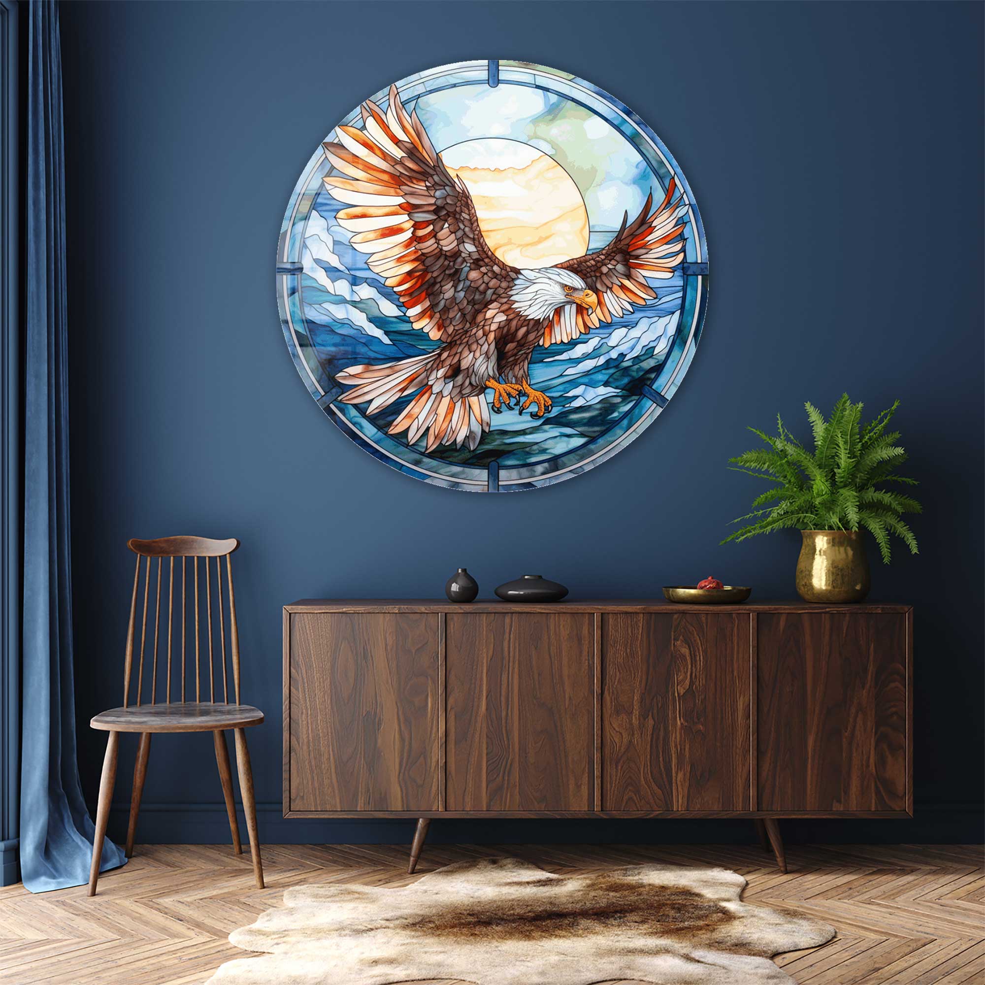 Artronauts Glass Print Stained Eagle - Rounded Glass Wall Art