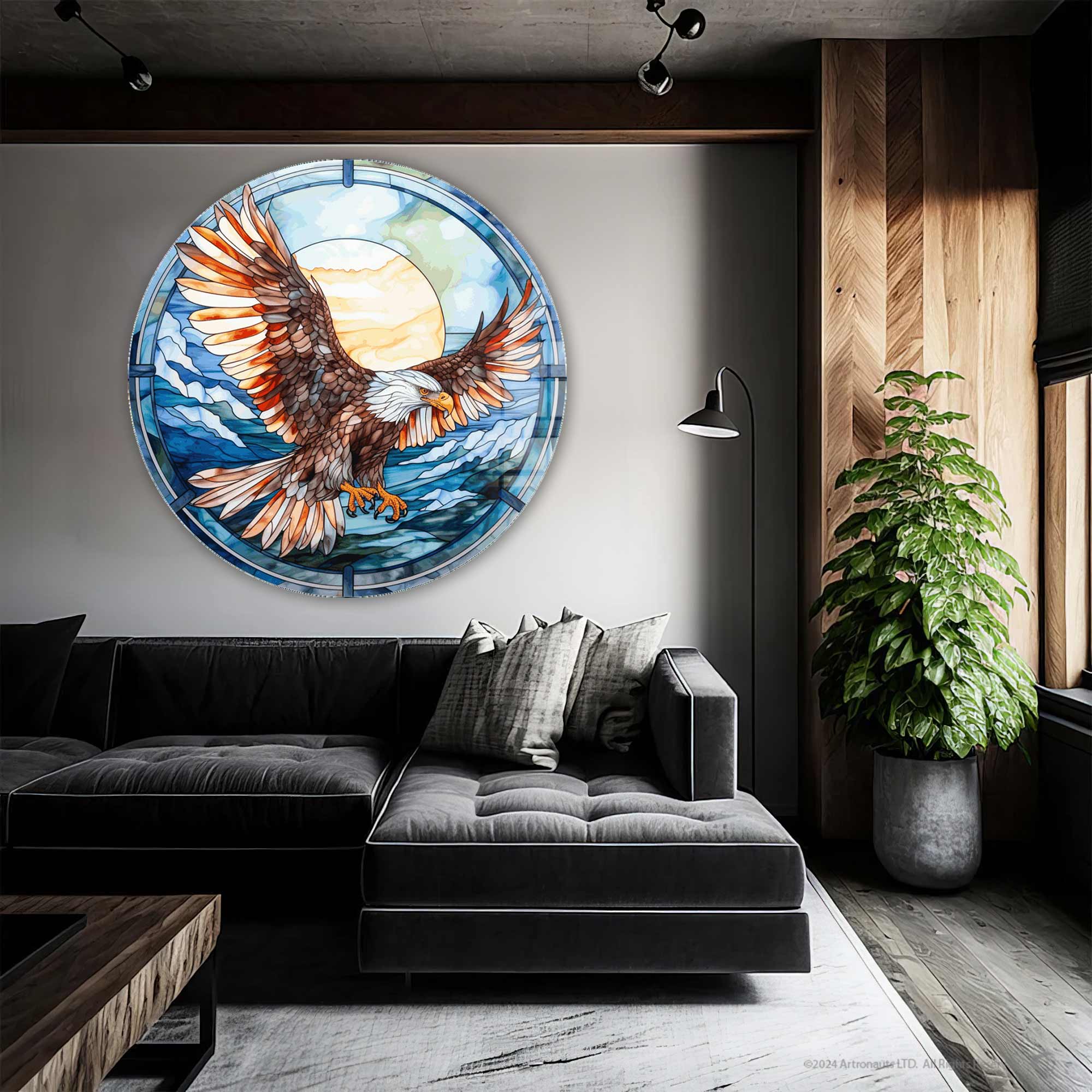 Artronauts Glass Print Stained Eagle - Rounded Glass Wall Art