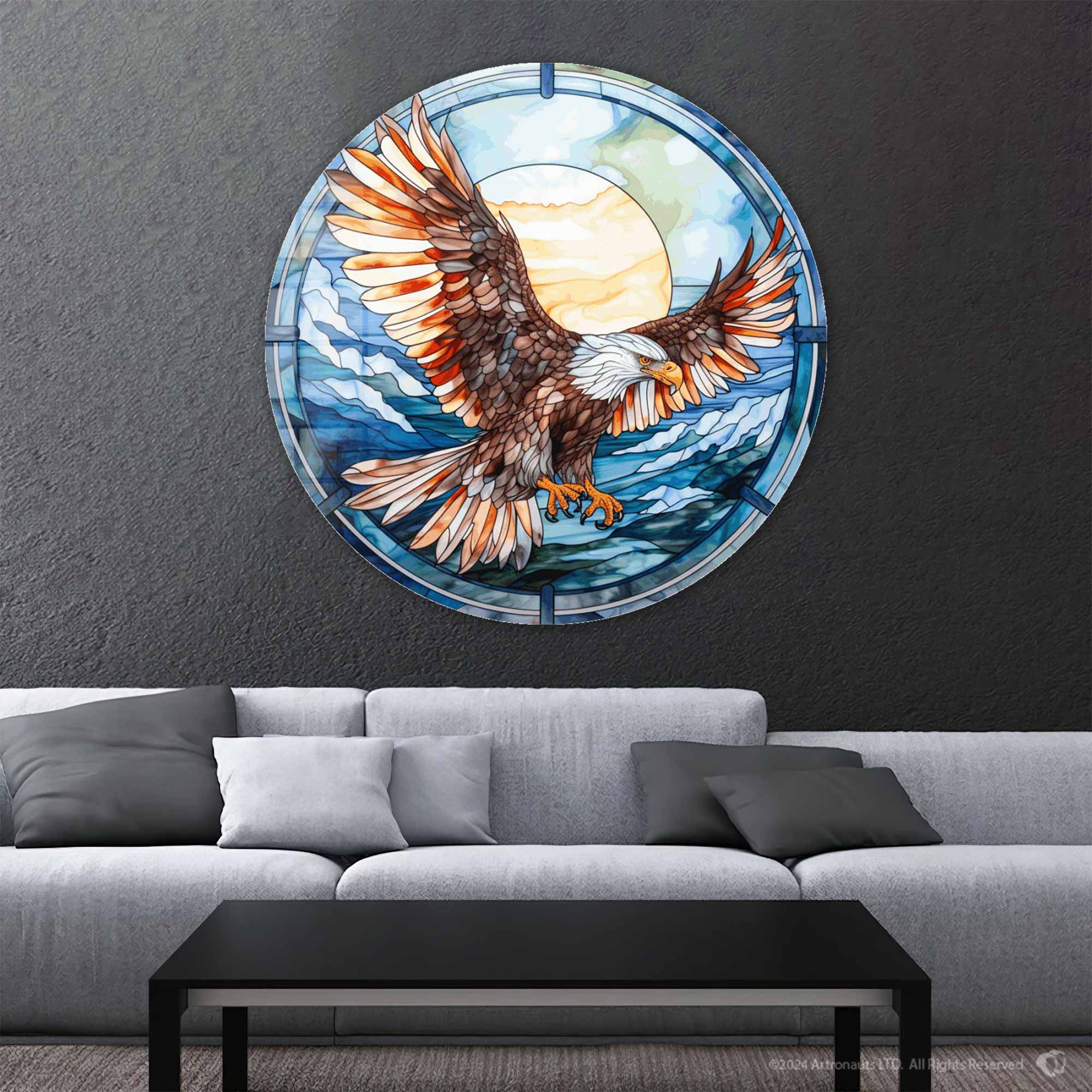 Artronauts Glass Print Stained Eagle - Rounded Glass Wall Art