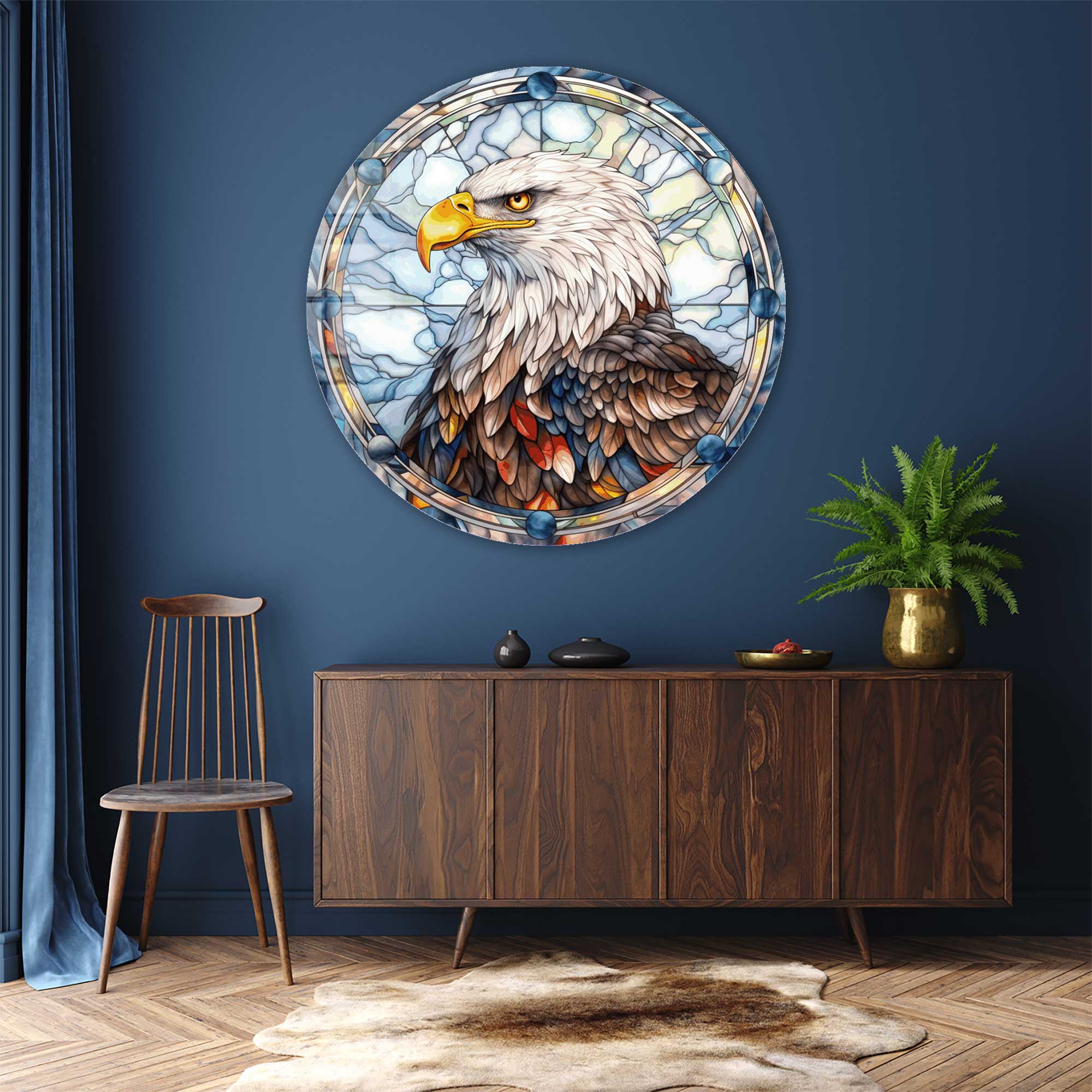 Artronauts Glass Print Stained Eagle II - Rounded Glass Wall Art