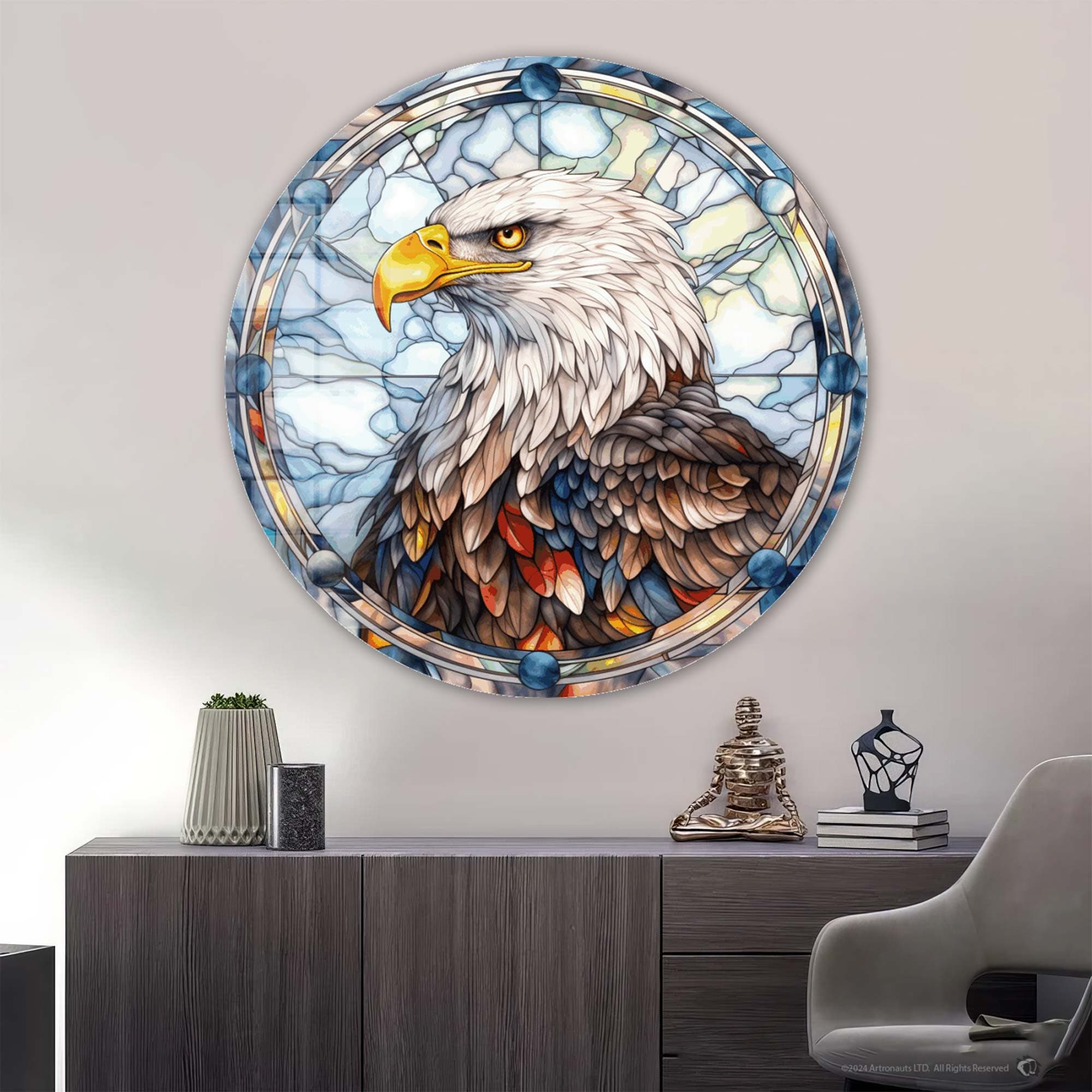 Artronauts Glass Print Stained Eagle II - Rounded Glass Wall Art
