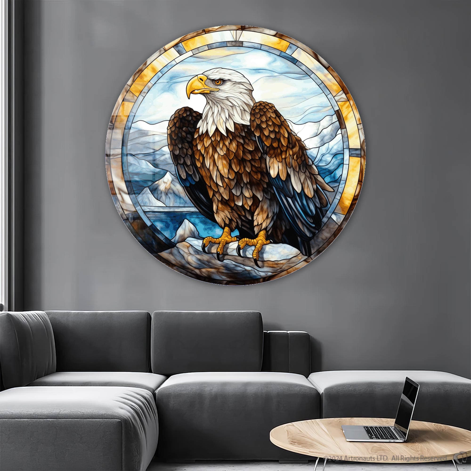 Artronauts Glass Print Stained Eagle III - Rounded Glass Wall Art