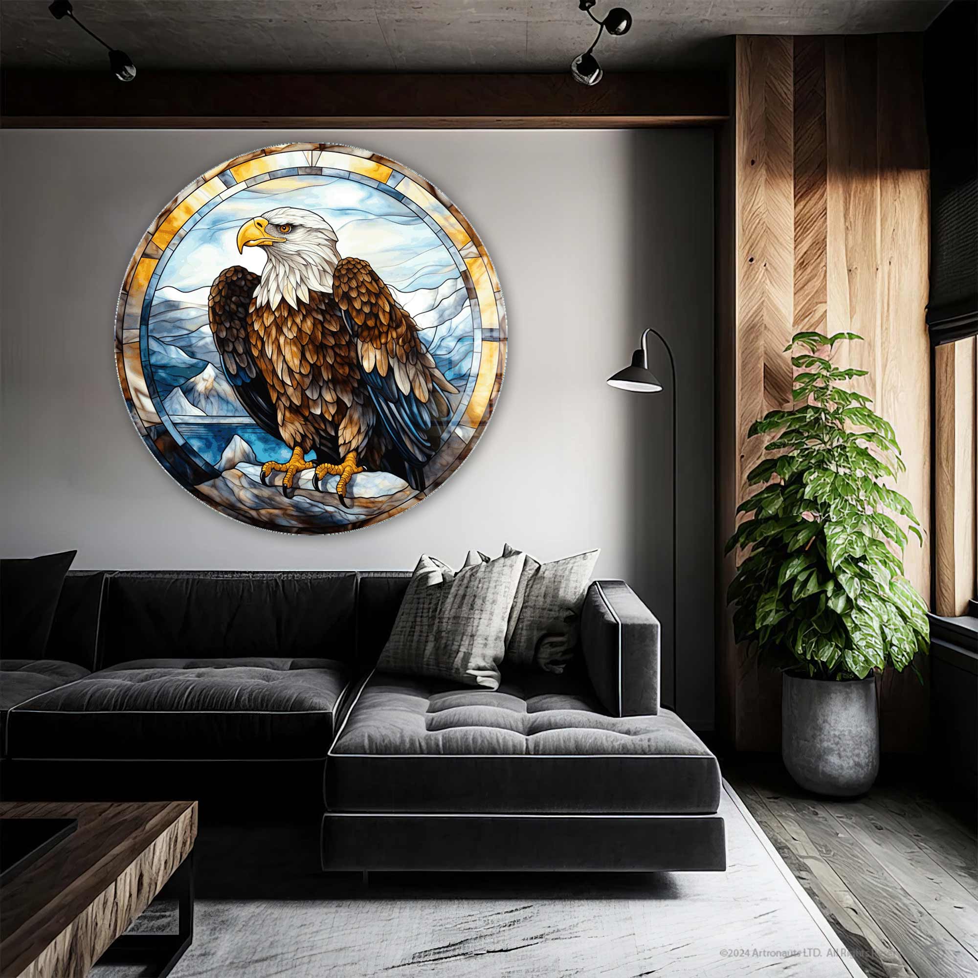 Artronauts Glass Print Stained Eagle III - Rounded Glass Wall Art