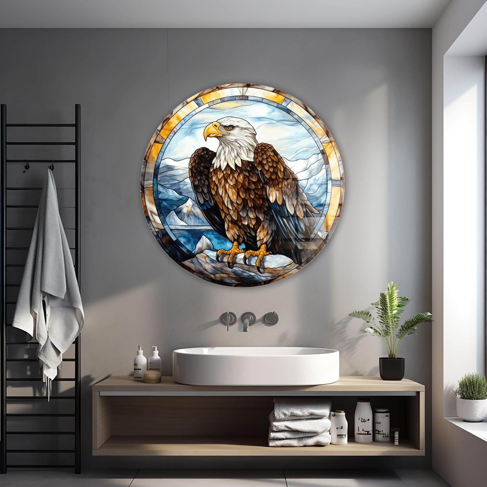 Artronauts Glass Print Stained Eagle III - Rounded Glass Wall Art