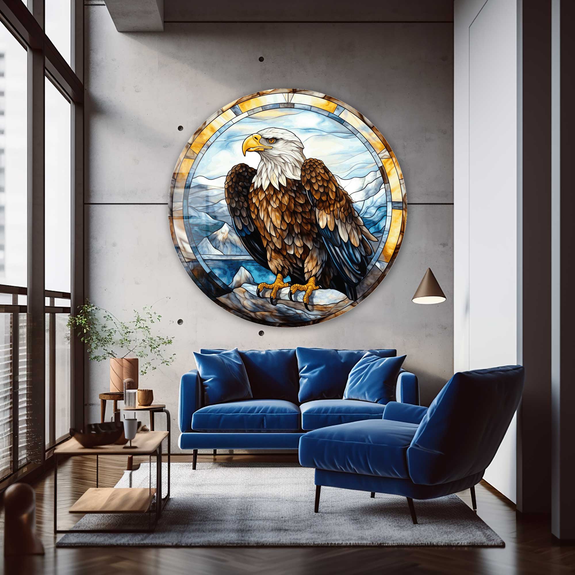 Artronauts Glass Print Stained Eagle III - Rounded Glass Wall Art