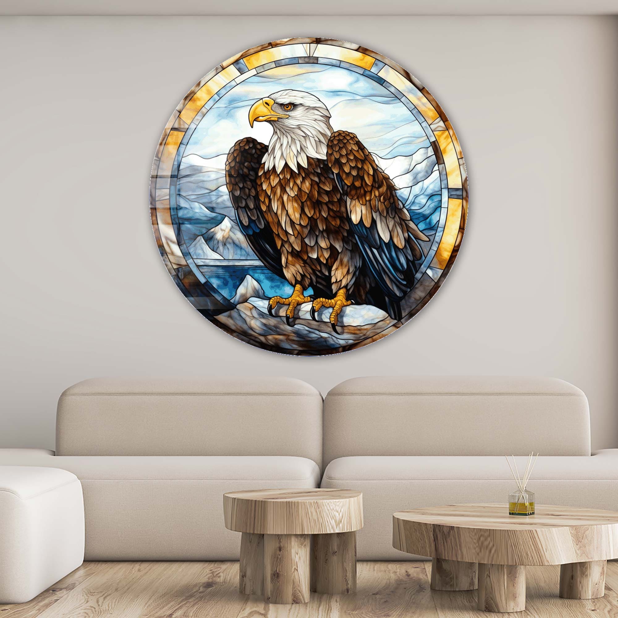 Artronauts Glass Print Stained Eagle III - Rounded Glass Wall Art