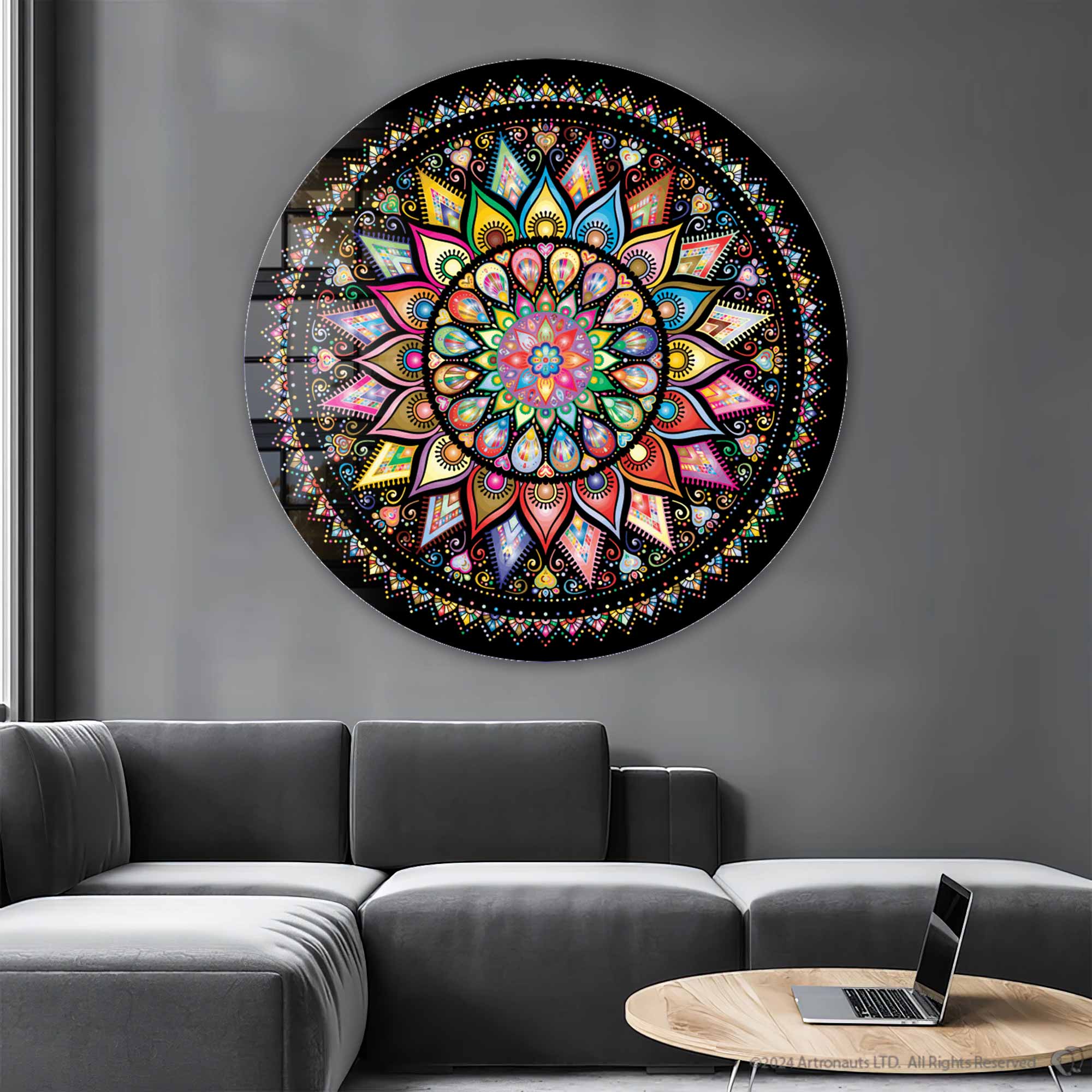 Artronauts Glass Print Floral Spiral - Rounded Glass Wall Art