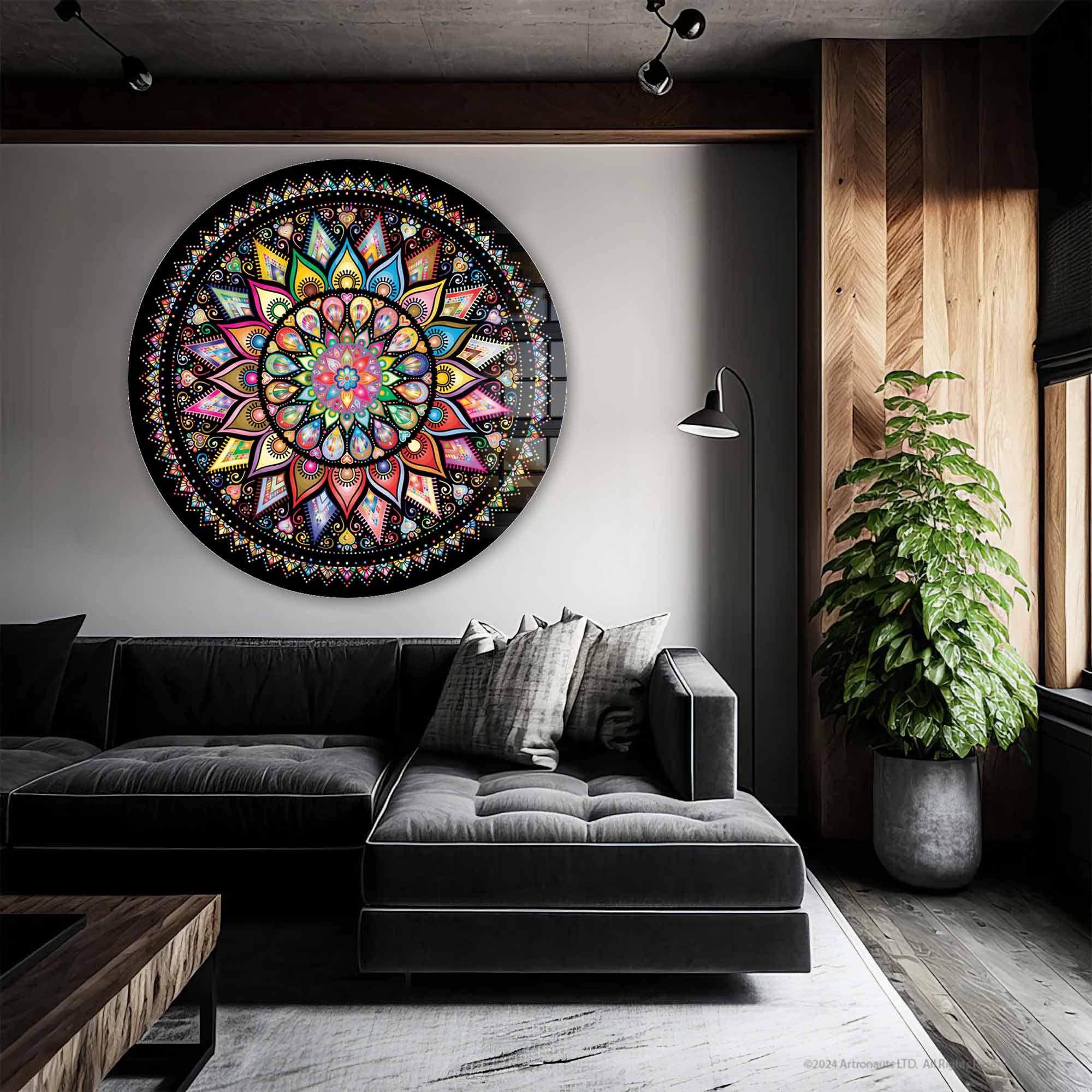 Artronauts Glass Print Floral Spiral - Rounded Glass Wall Art