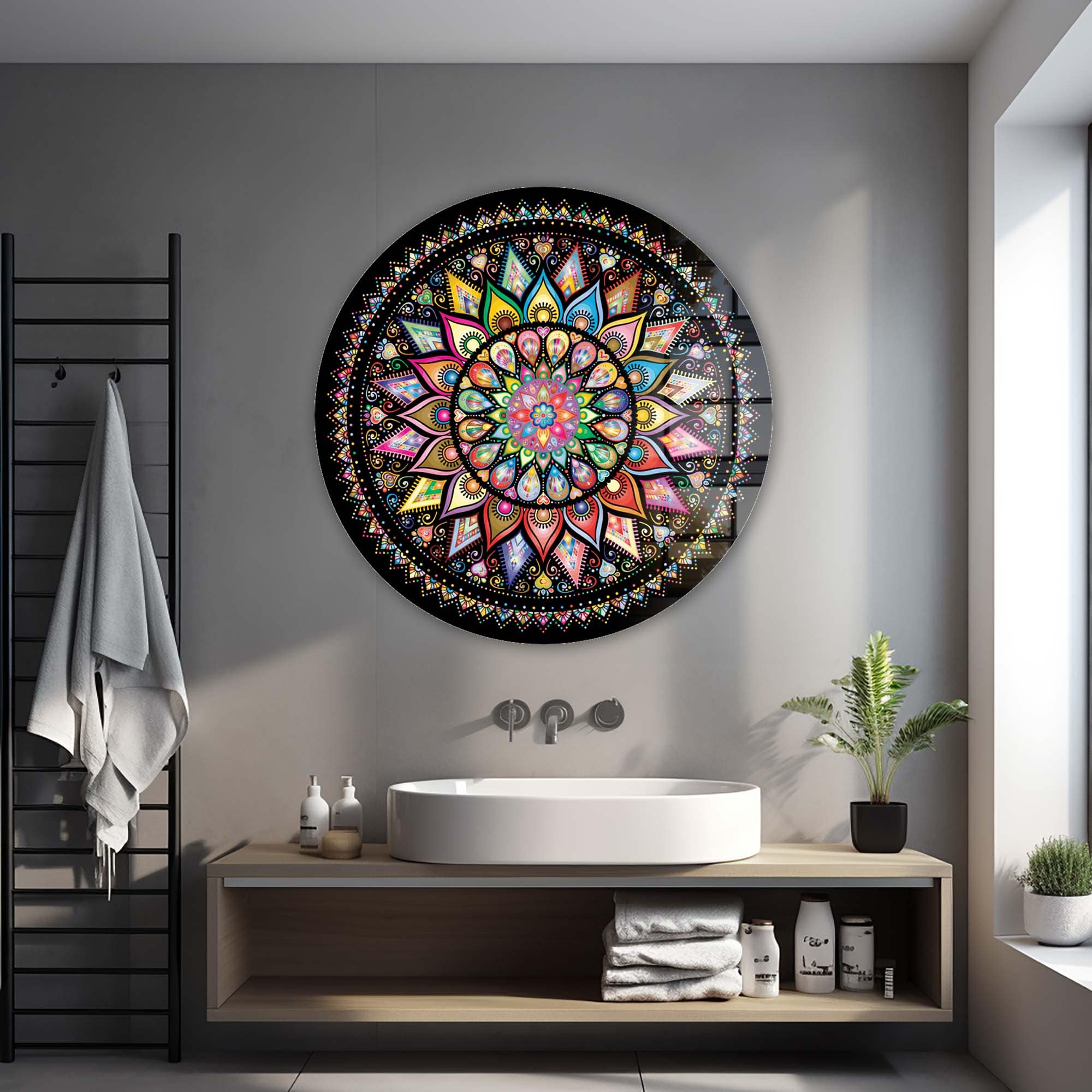 Artronauts Glass Print Floral Spiral - Rounded Glass Wall Art