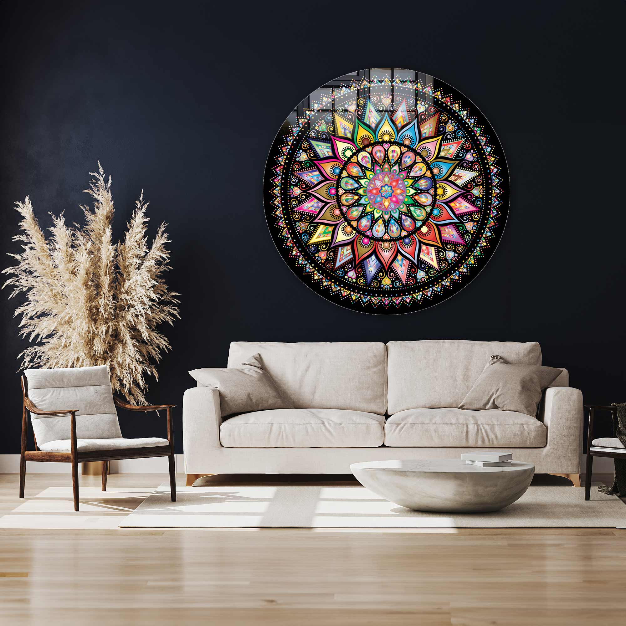 Artronauts Glass Print Floral Spiral - Rounded Glass Wall Art