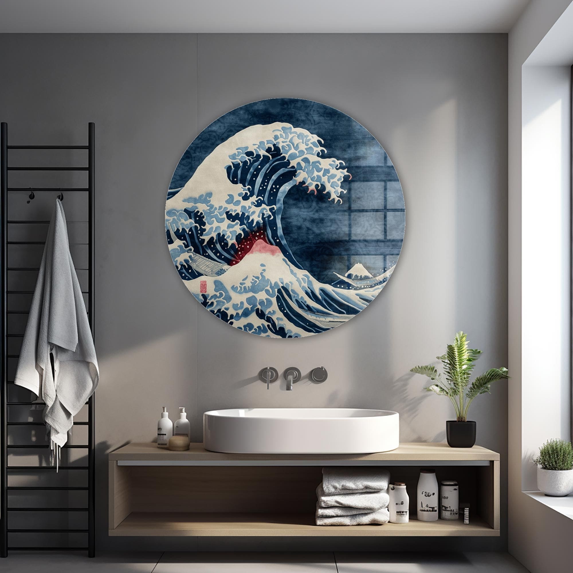 Artronauts Glass Print Kanagawa Waves - Rounded Glass Wall Art