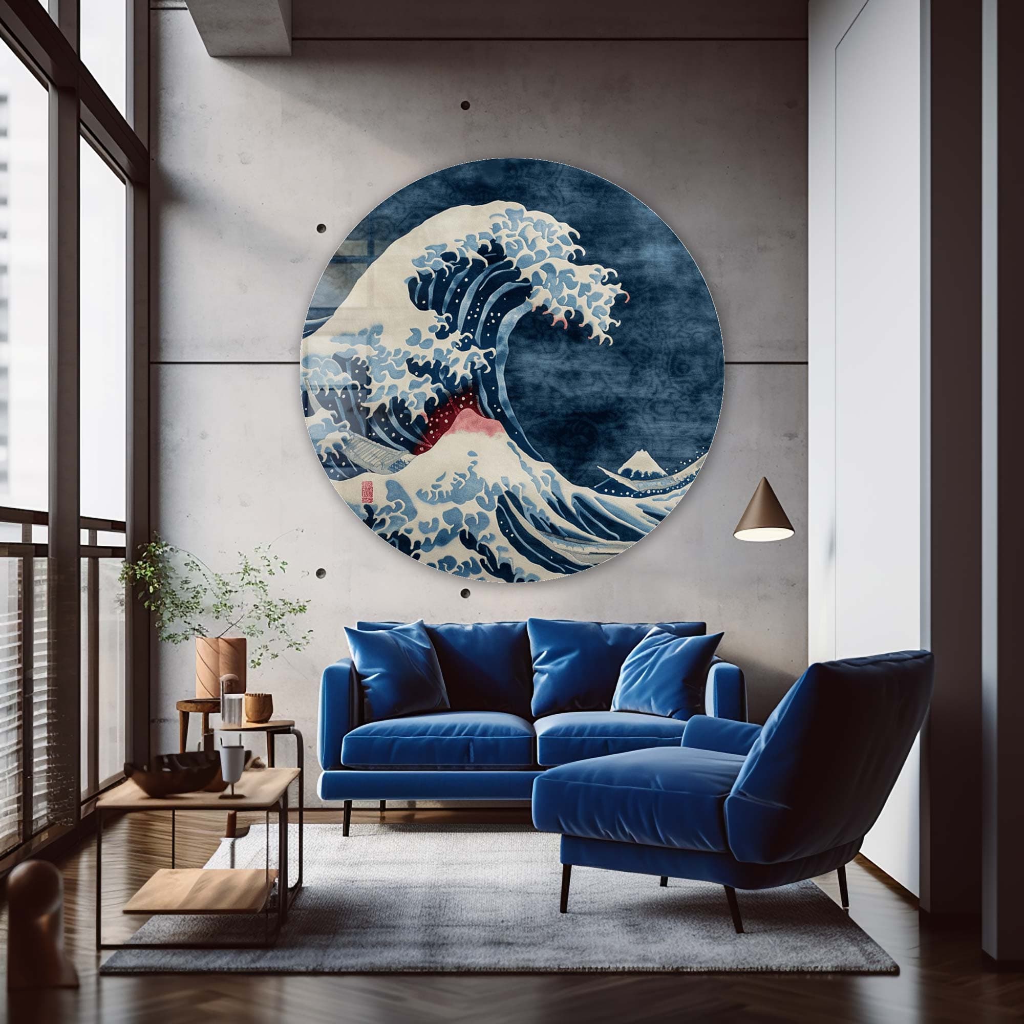 Artronauts Glass Print Kanagawa Waves - Rounded Glass Wall Art