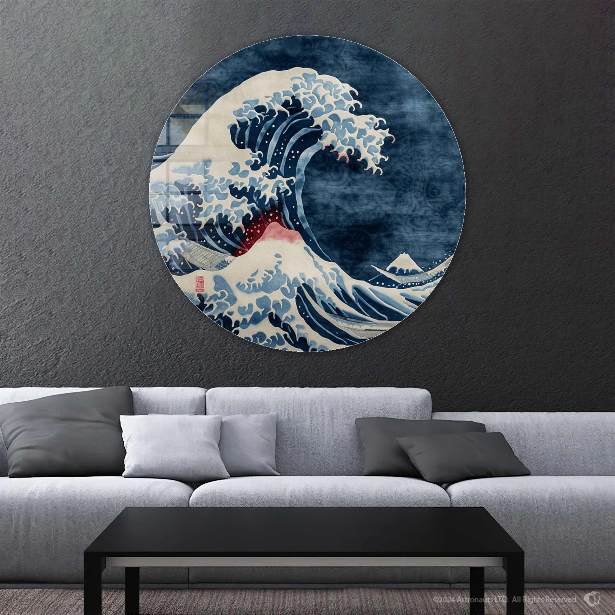 Artronauts Glass Print Kanagawa Waves - Rounded Glass Wall Art