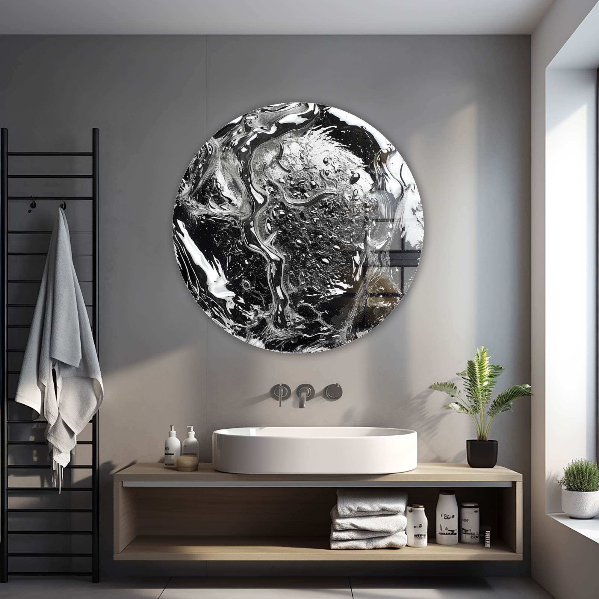 Artronauts Glass Print Abstract Pb 82 - Rounded Glass Wall Art