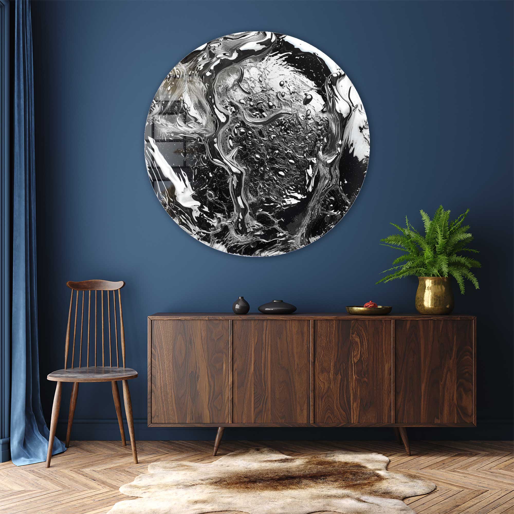 Artronauts Glass Print Abstract Pb 82 - Rounded Glass Wall Art