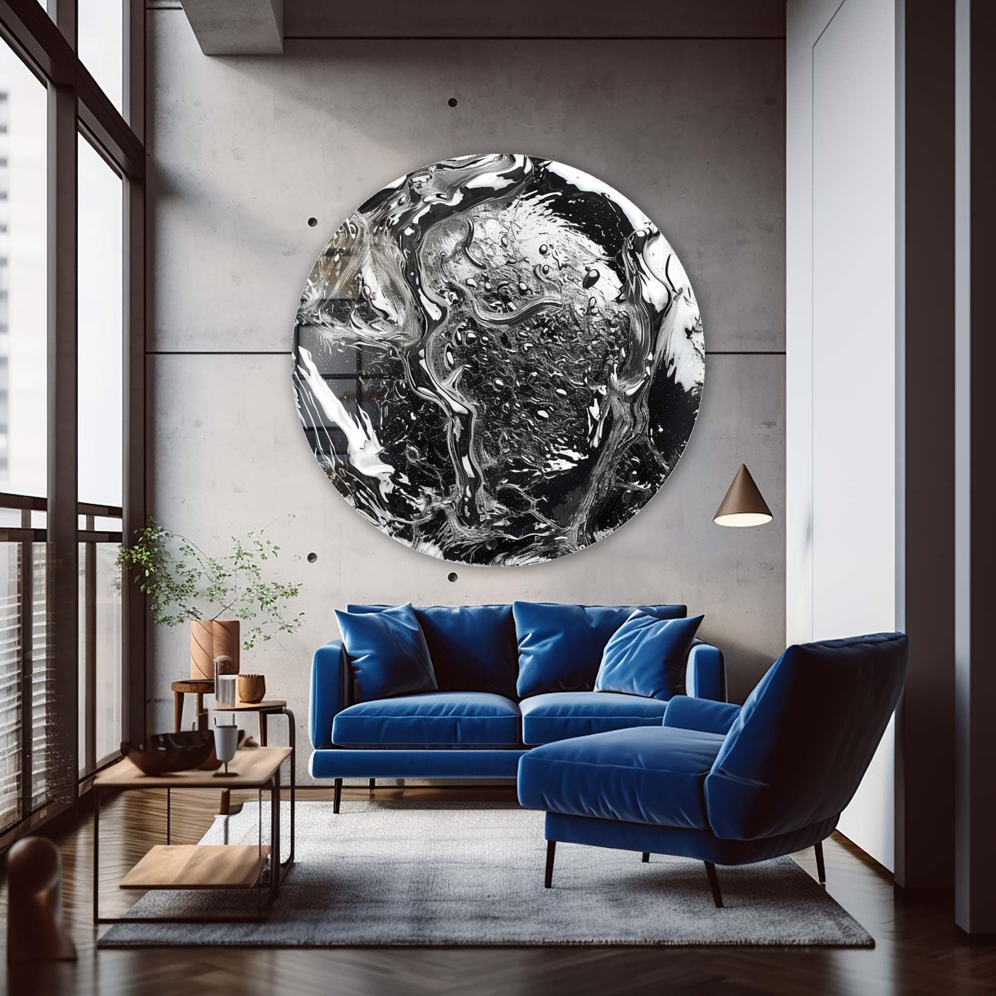 Artronauts Glass Print Abstract Pb 82 - Rounded Glass Wall Art