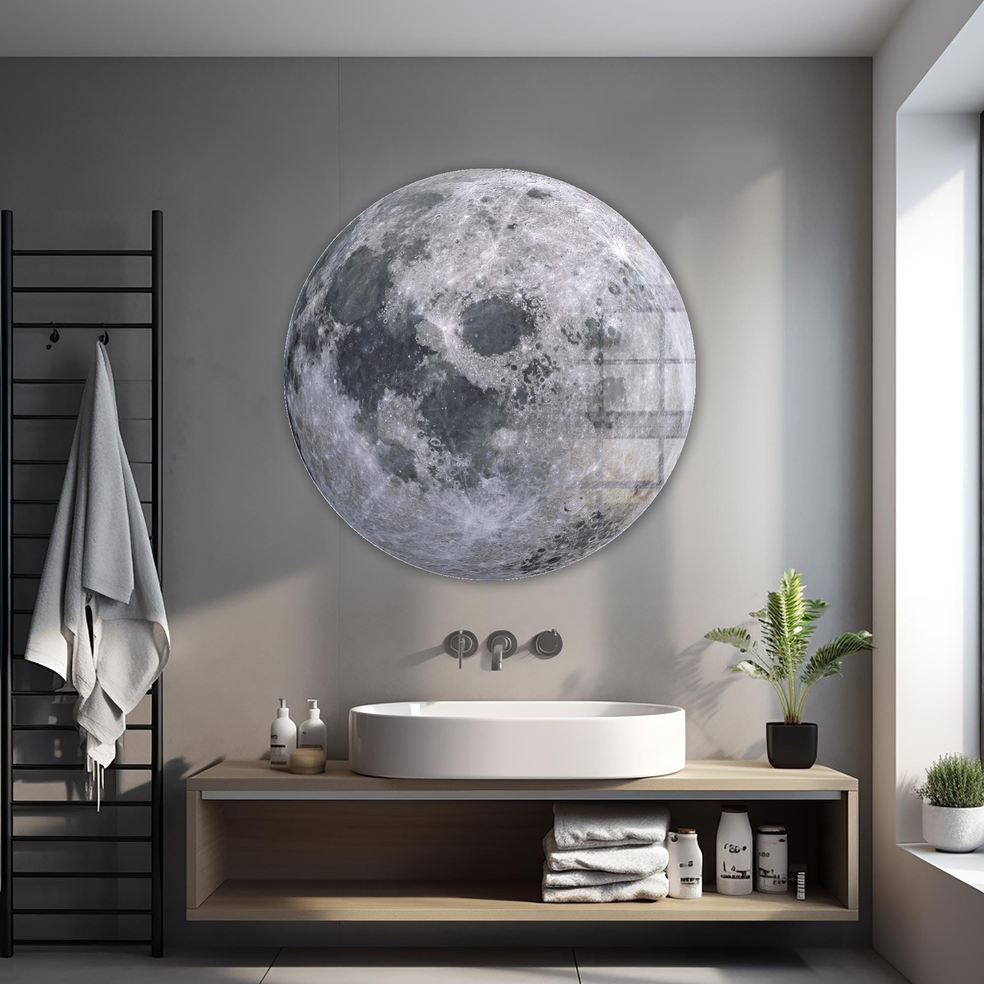 Artronauts Glass Print The Moon - Rounded Glass Wall Art