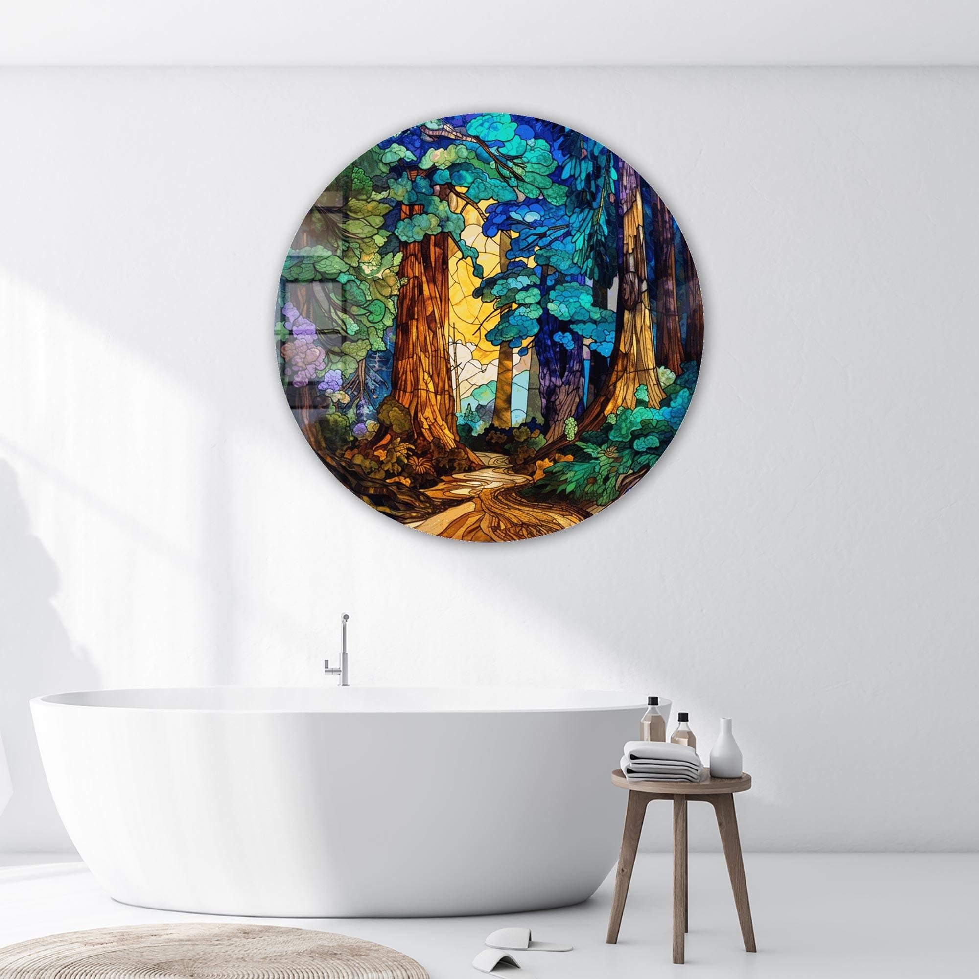 Artronauts Glass Print Stained Forest - Rounded Glass Wall Art
