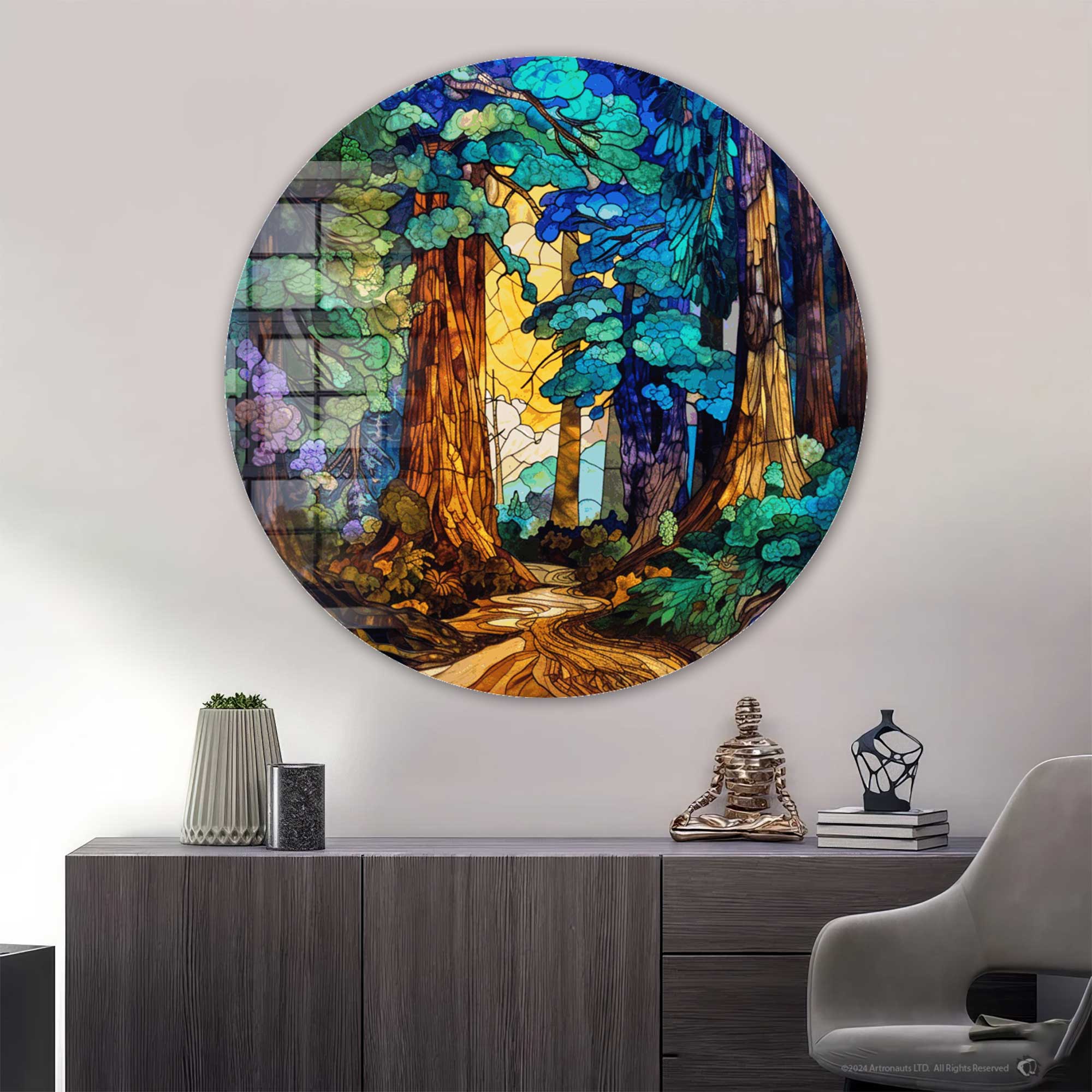 Artronauts Glass Print Stained Forest - Rounded Glass Wall Art