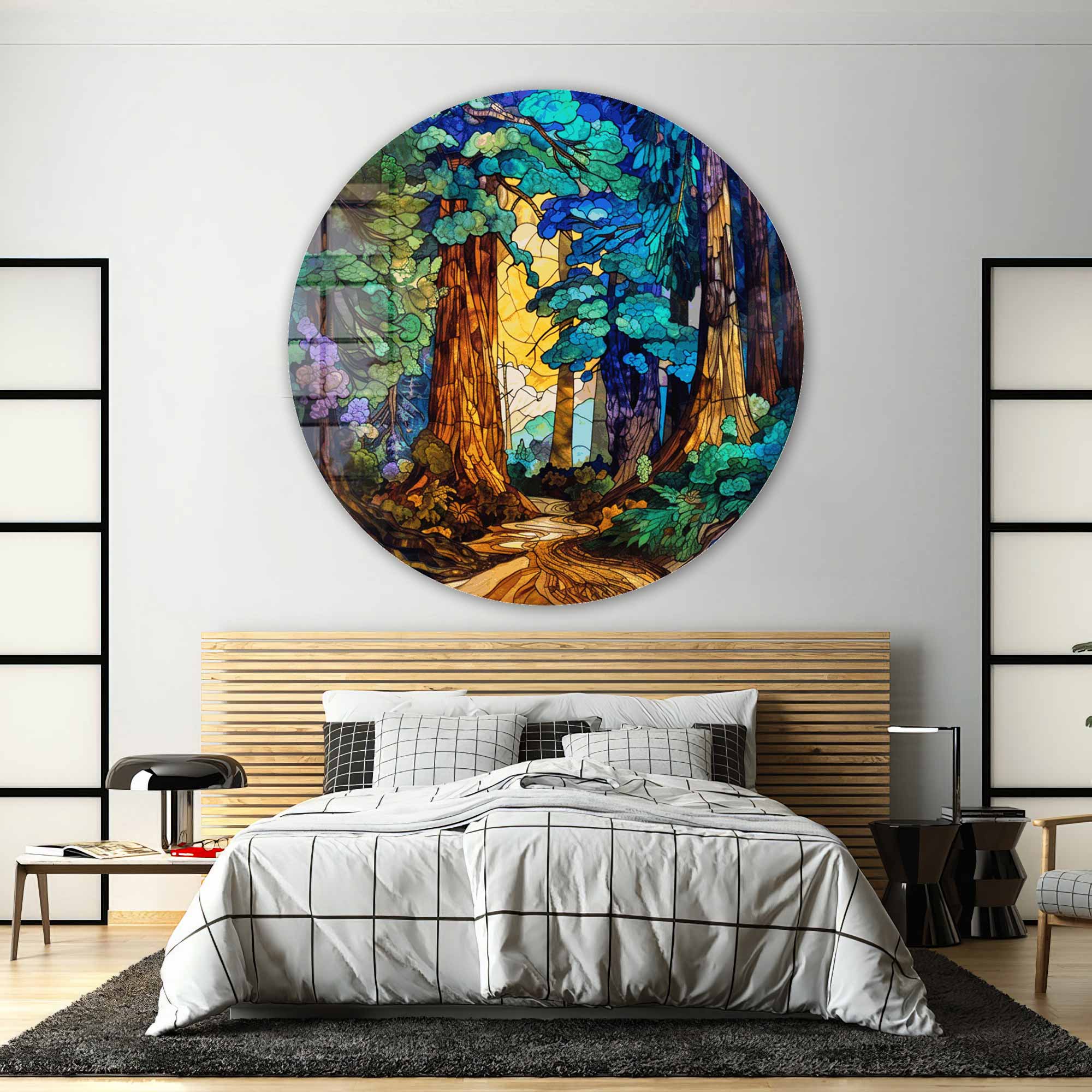 Artronauts Glass Print Stained Forest - Rounded Glass Wall Art