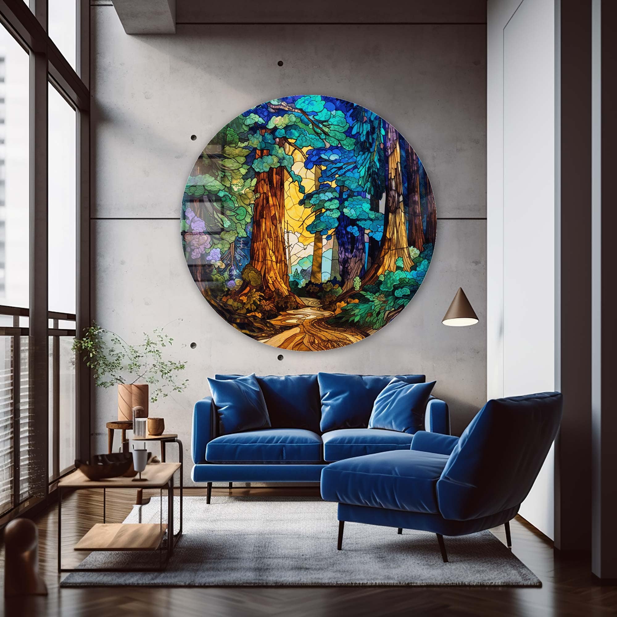 Artronauts Glass Print Stained Forest - Rounded Glass Wall Art