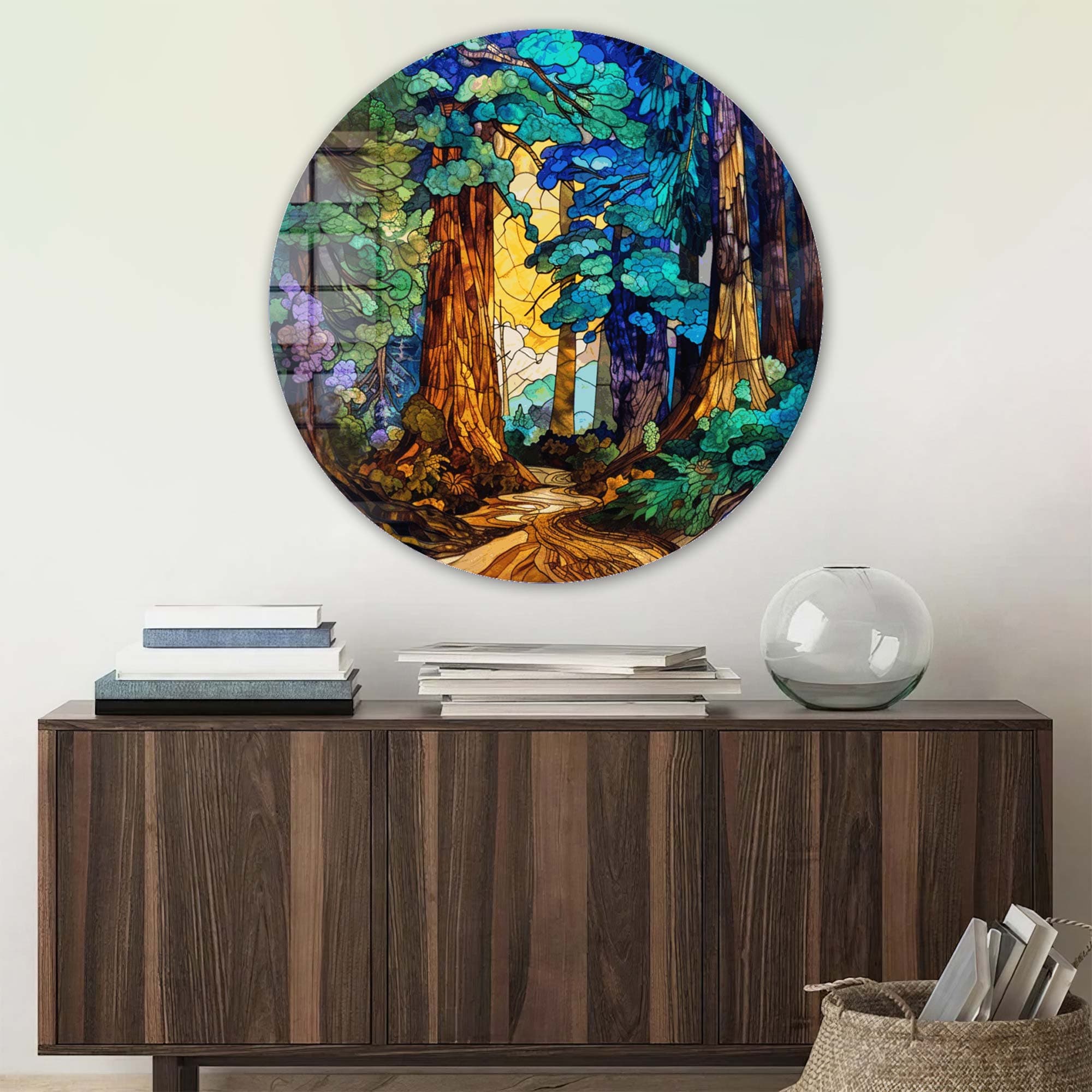 Artronauts Glass Print Stained Forest - Rounded Glass Wall Art