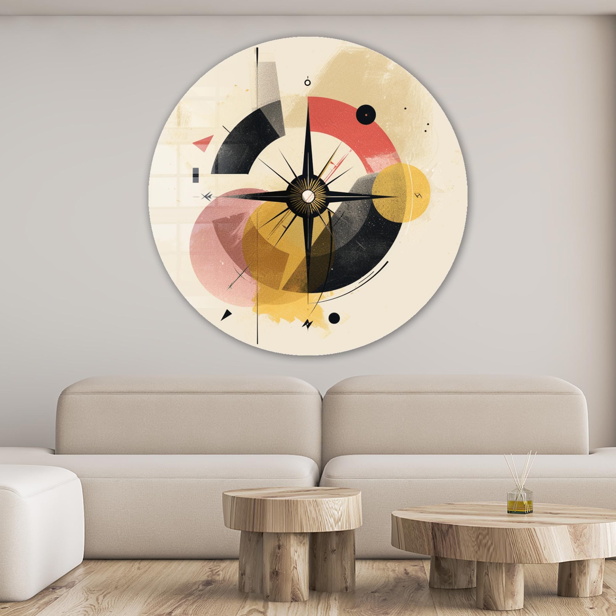 Artronauts Glass Print Abstract Compass - Rounded Glass Wall Art