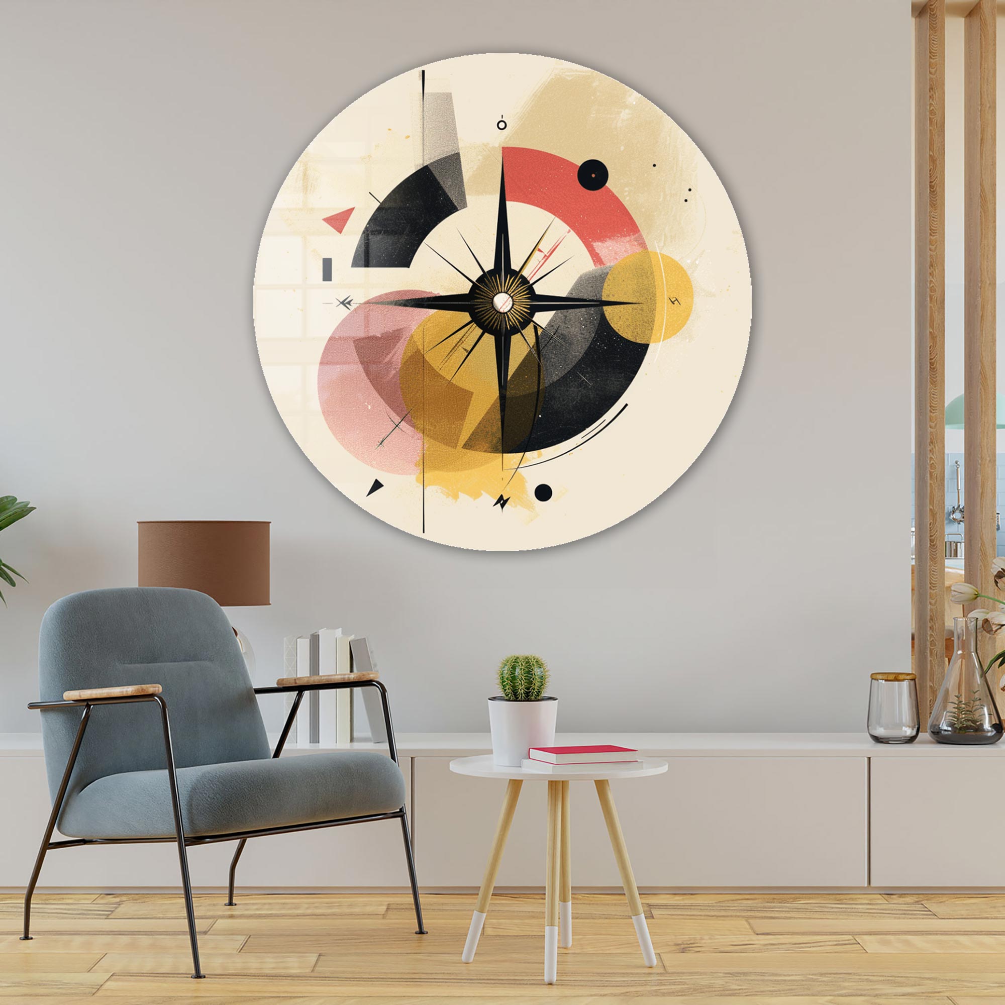 Abstract Compass - Rounded Glass Wall Art