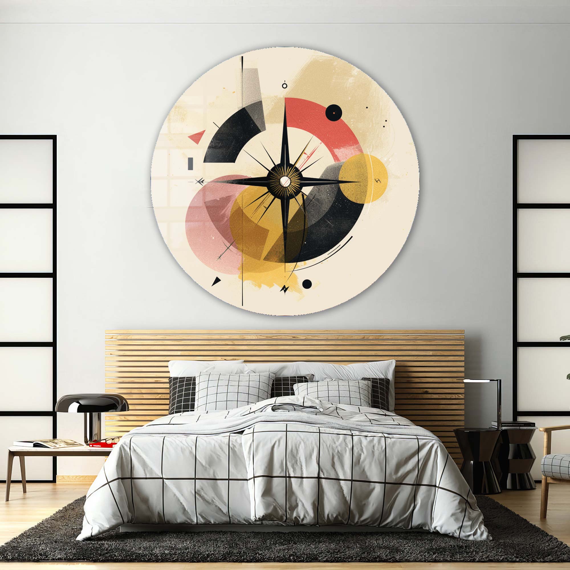 Abstract Compass - Rounded Glass Wall Art