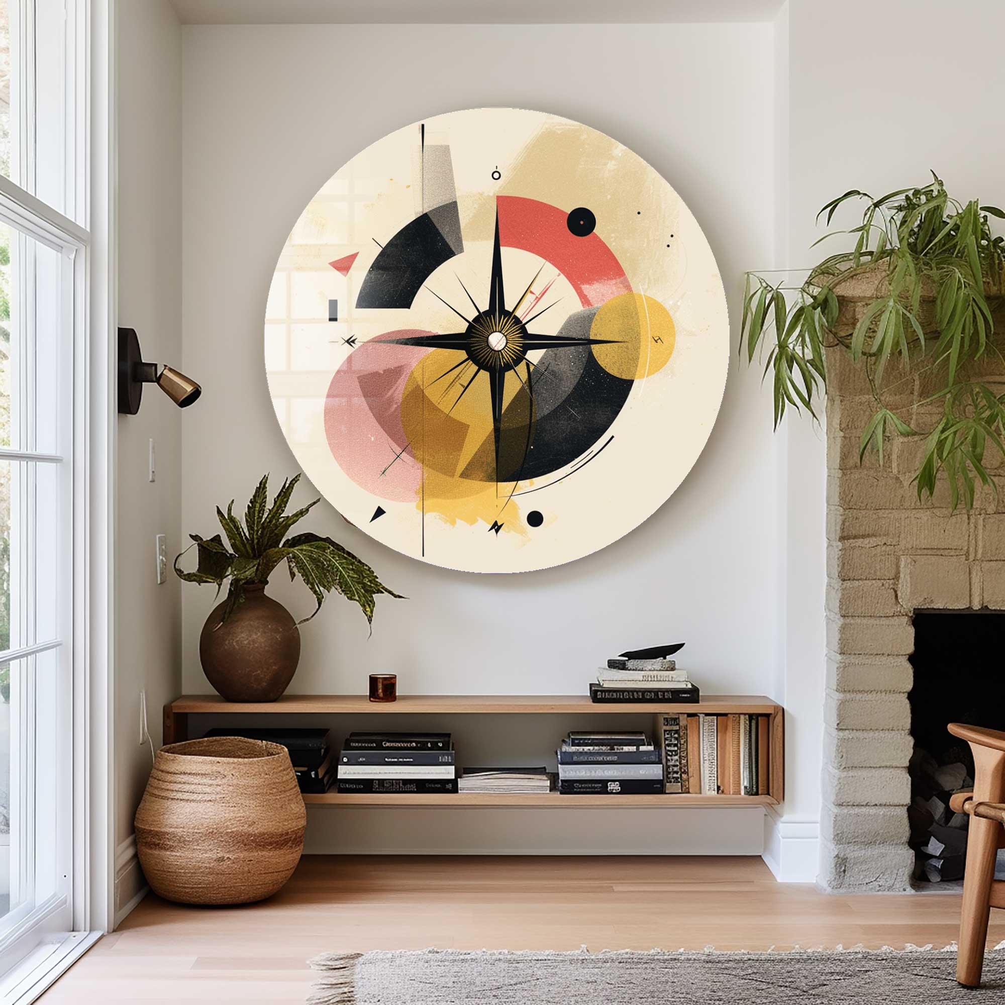 Abstract Compass - Rounded Glass Wall Art