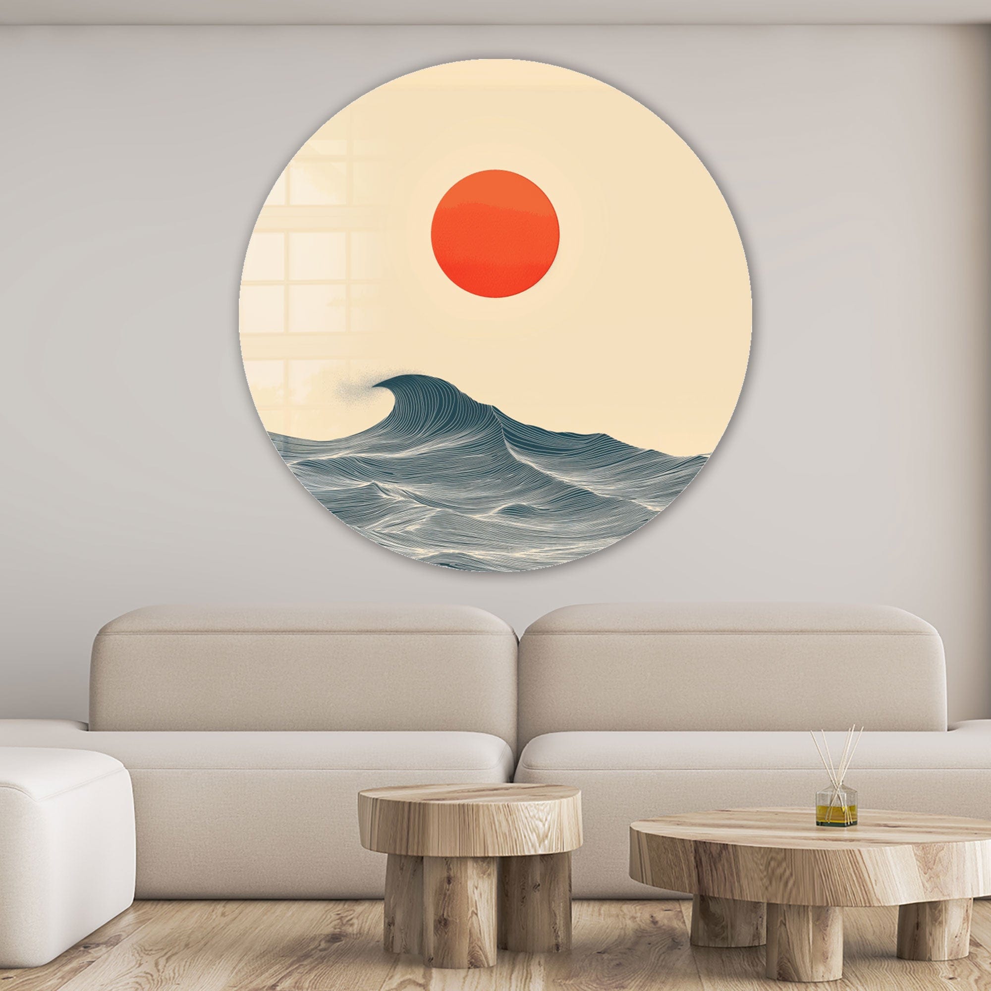 Artronauts Glass Print Japanese Sunset - Rounded Glass Wall Art
