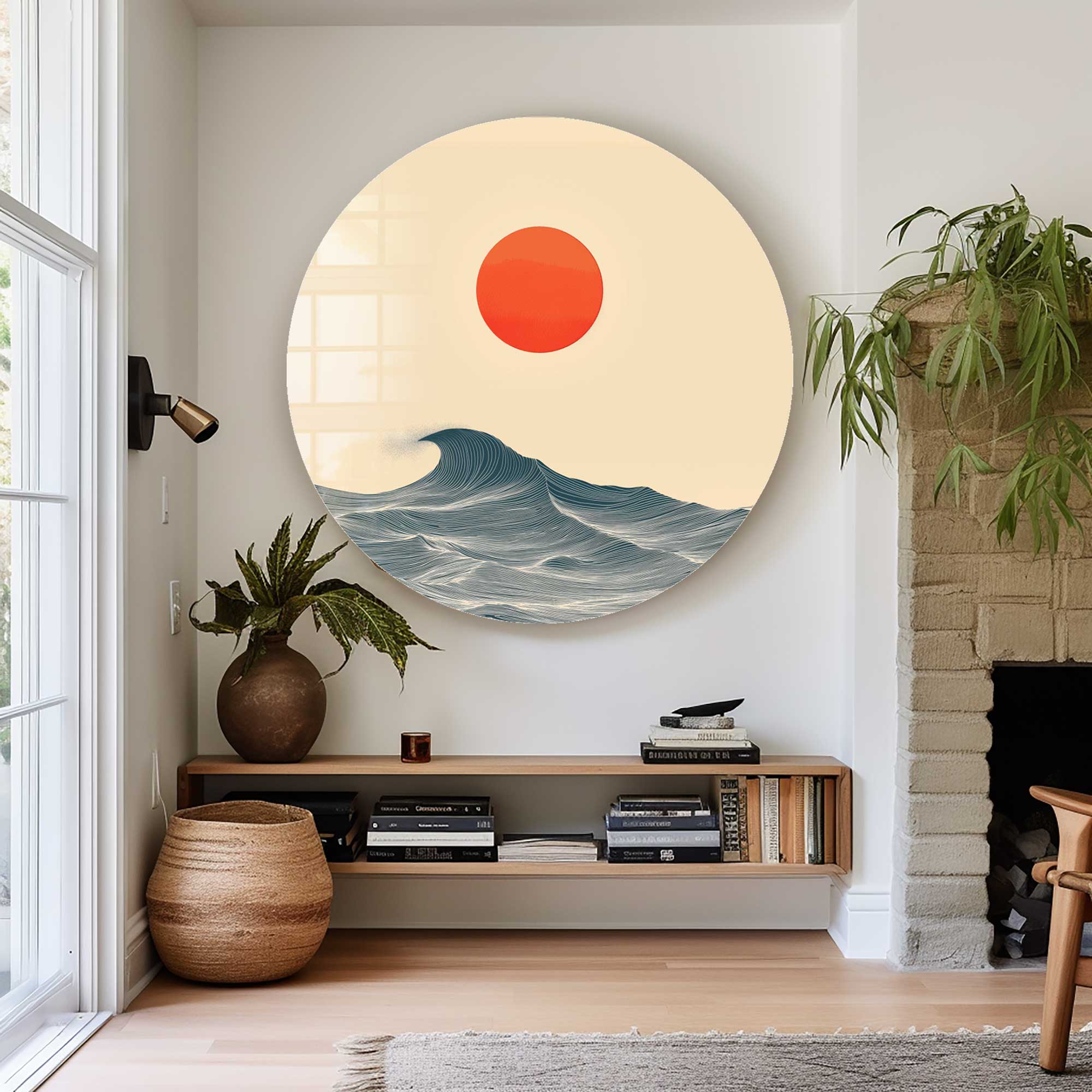 Artronauts Glass Print Japanese Sunset - Rounded Glass Wall Art