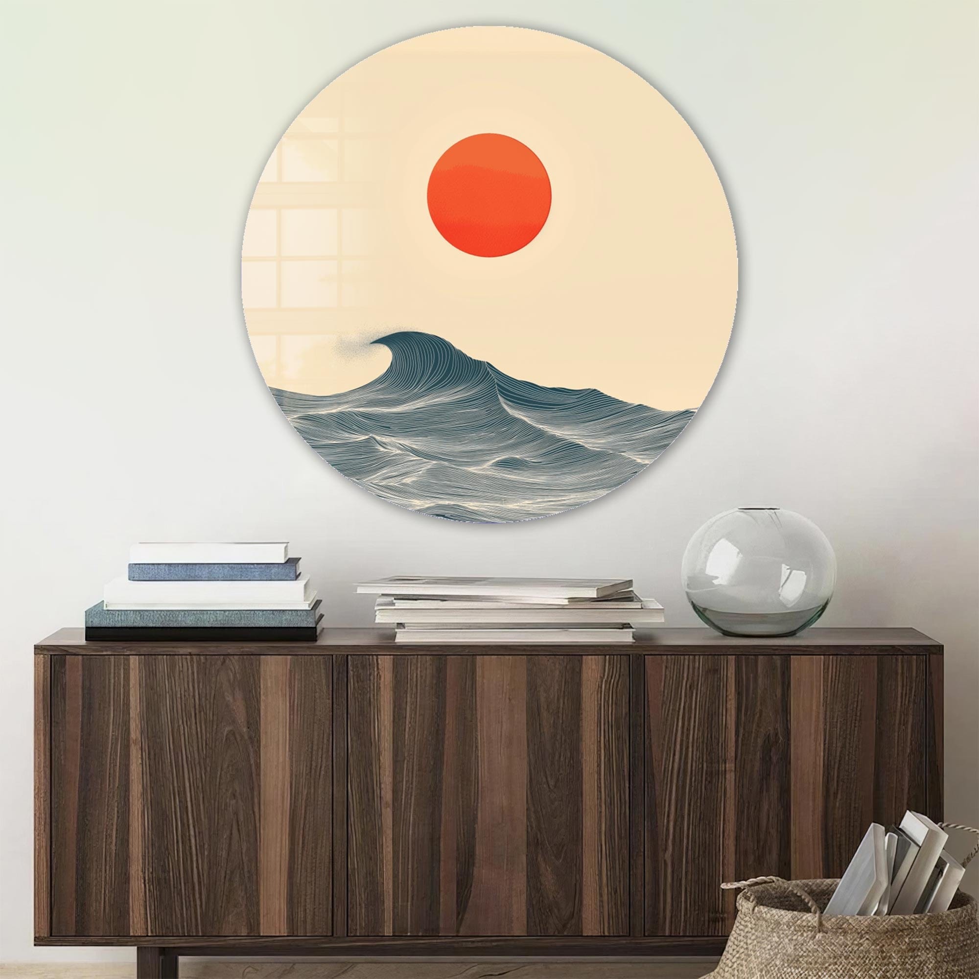 Artronauts Glass Print Japanese Sunset - Rounded Glass Wall Art