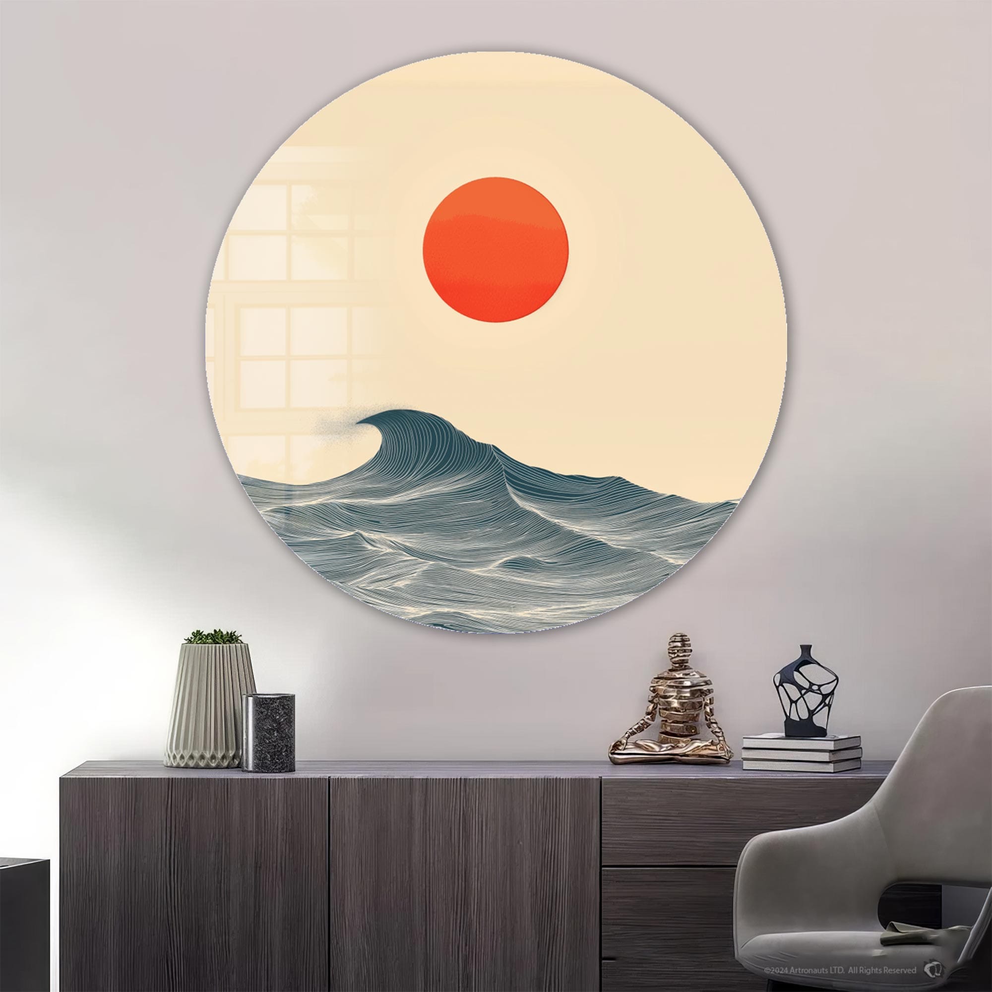 Artronauts Glass Print Japanese Sunset - Rounded Glass Wall Art