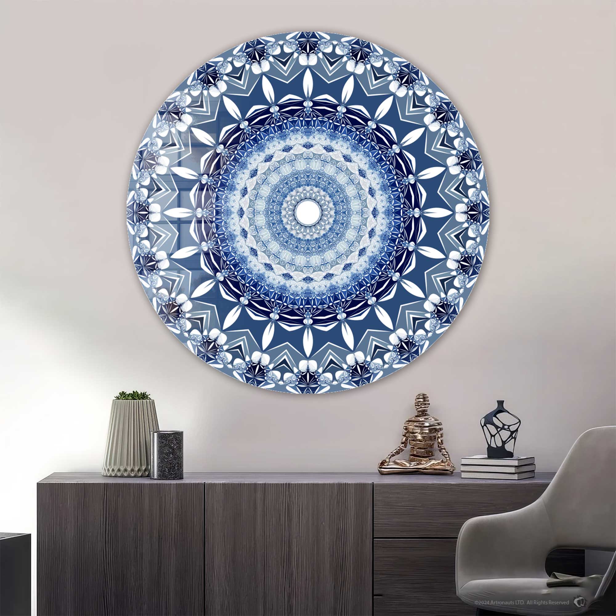 Artronauts Glass Print Blue Continuum - Rounded Glass Wall Art