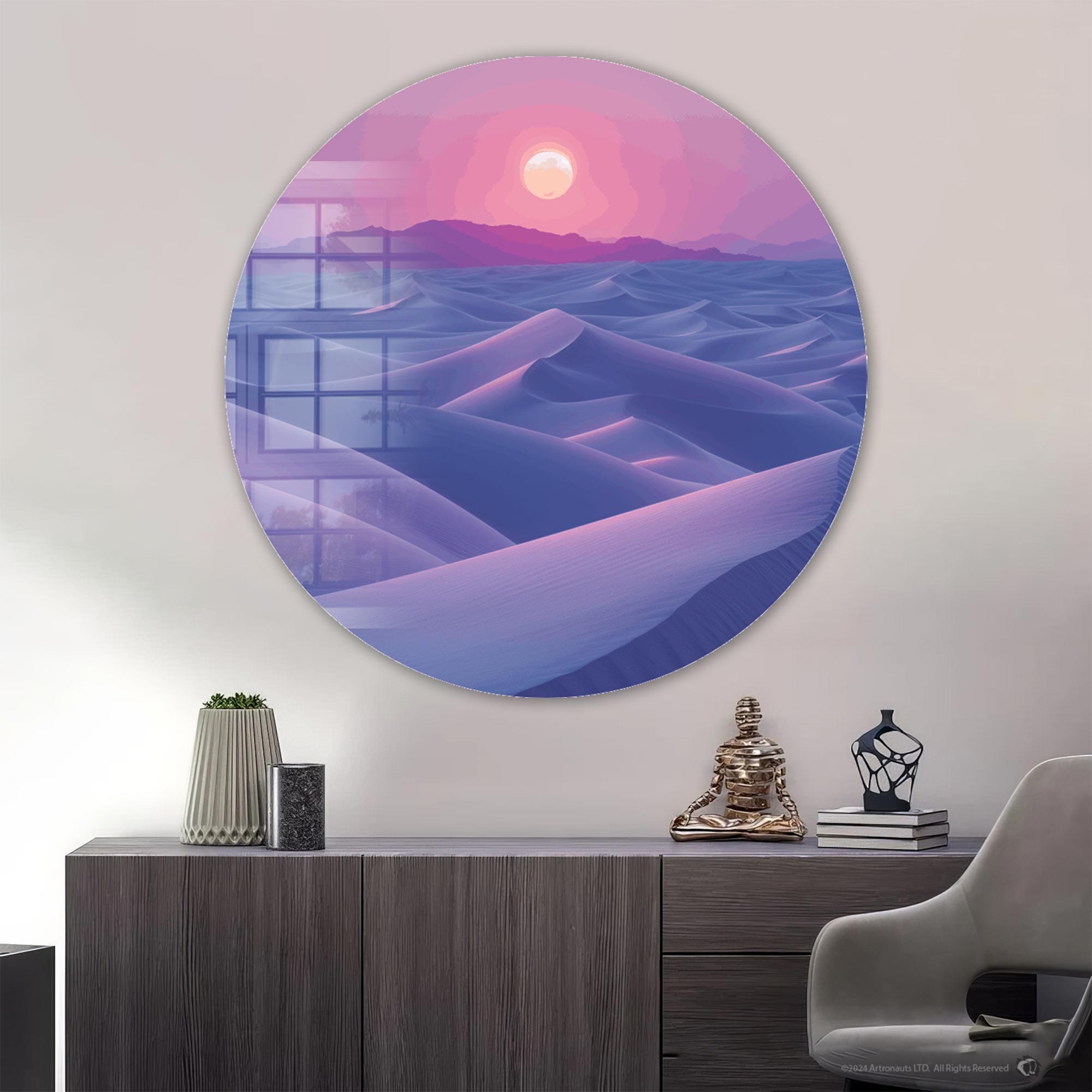 Artronauts Glass Print Twilight Dunes - Rounded Glass Wall Art