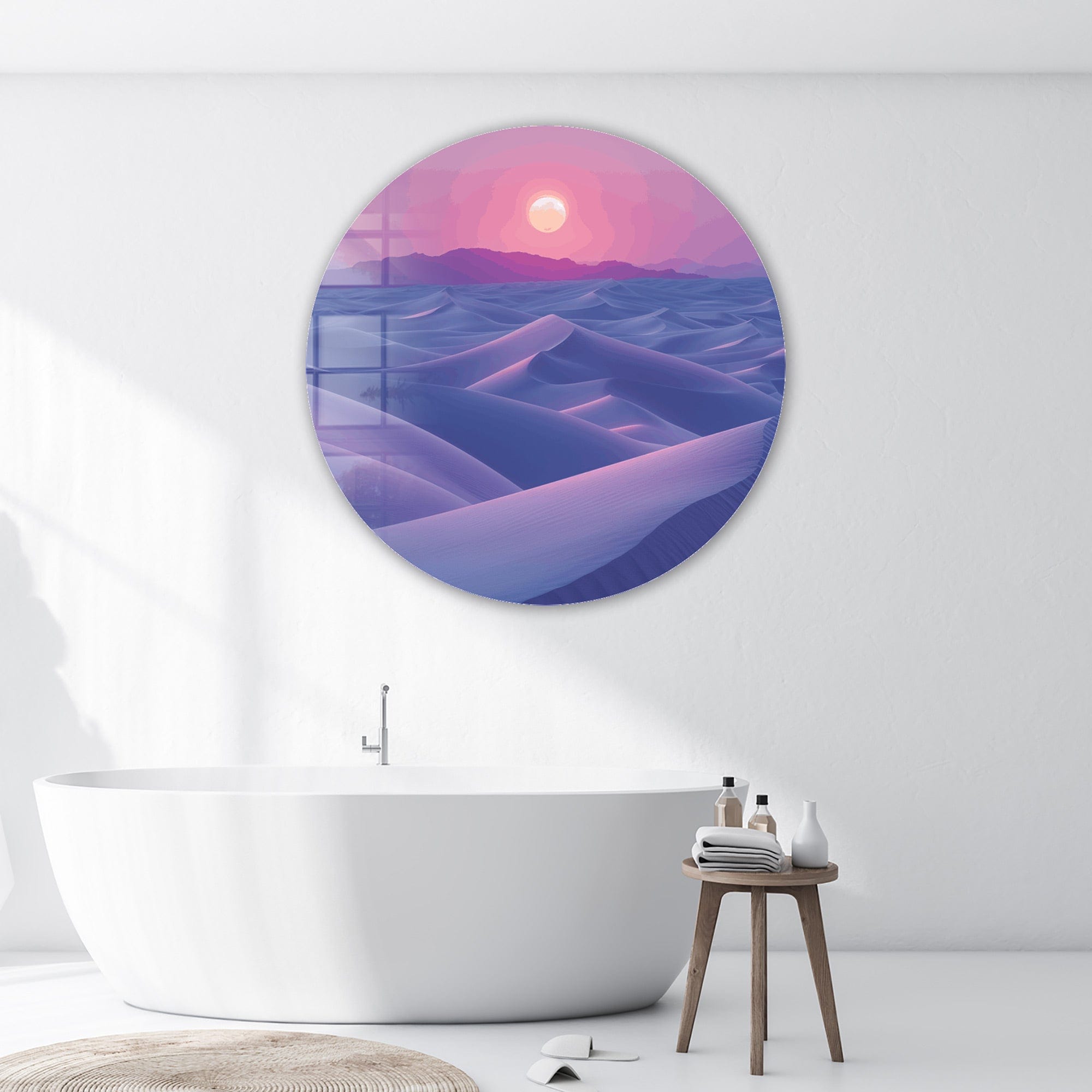 Artronauts Glass Print Twilight Dunes - Rounded Glass Wall Art