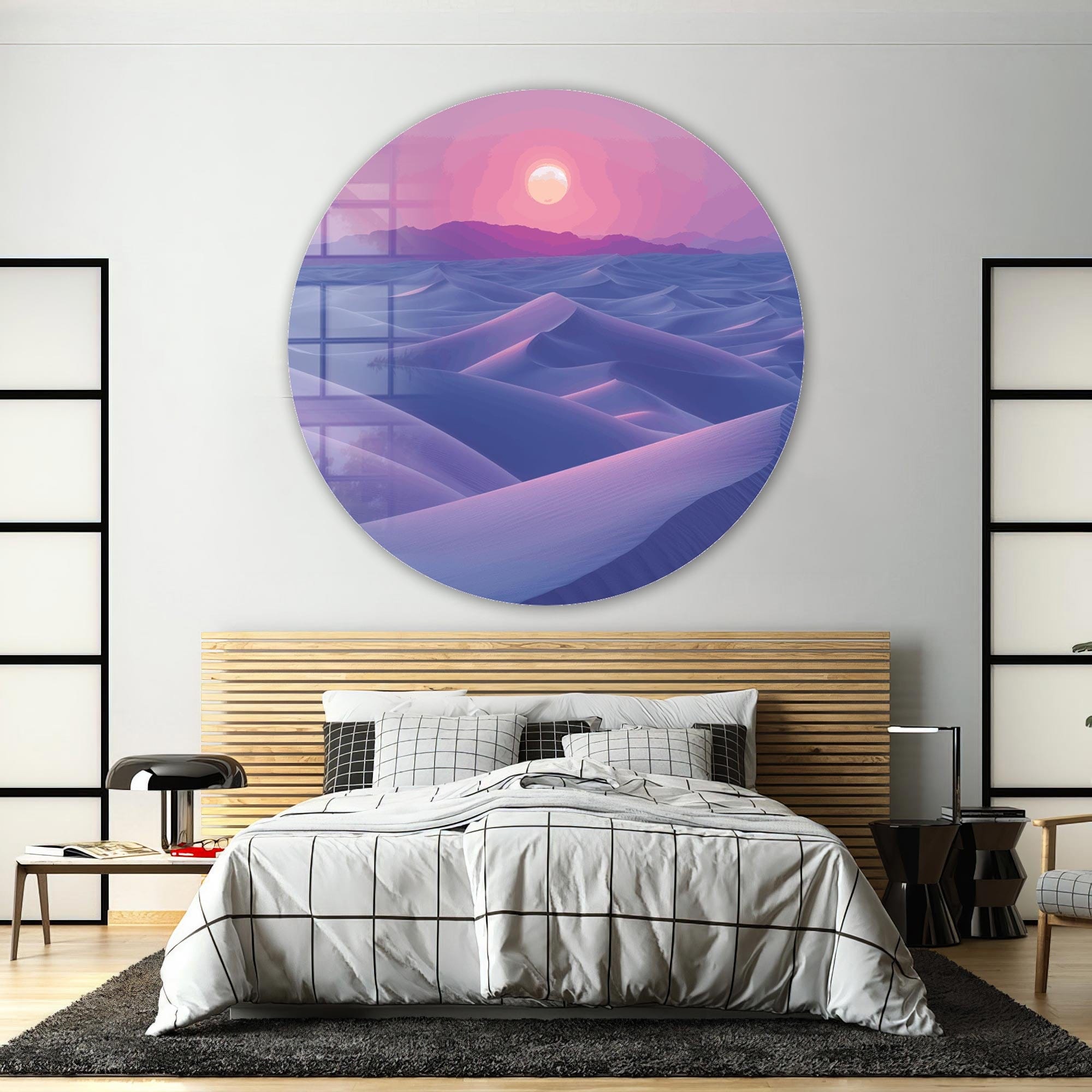 Artronauts Glass Print Twilight Dunes - Rounded Glass Wall Art