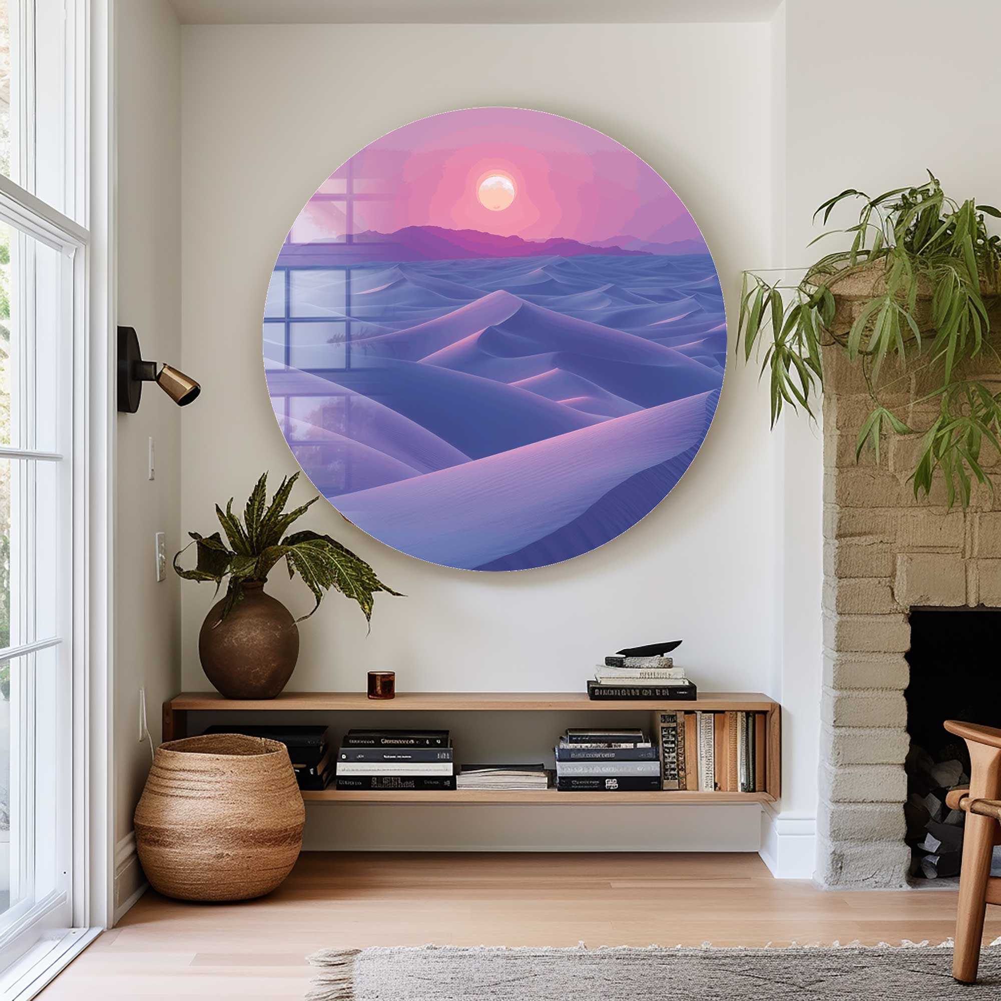 Artronauts Glass Print Twilight Dunes - Rounded Glass Wall Art