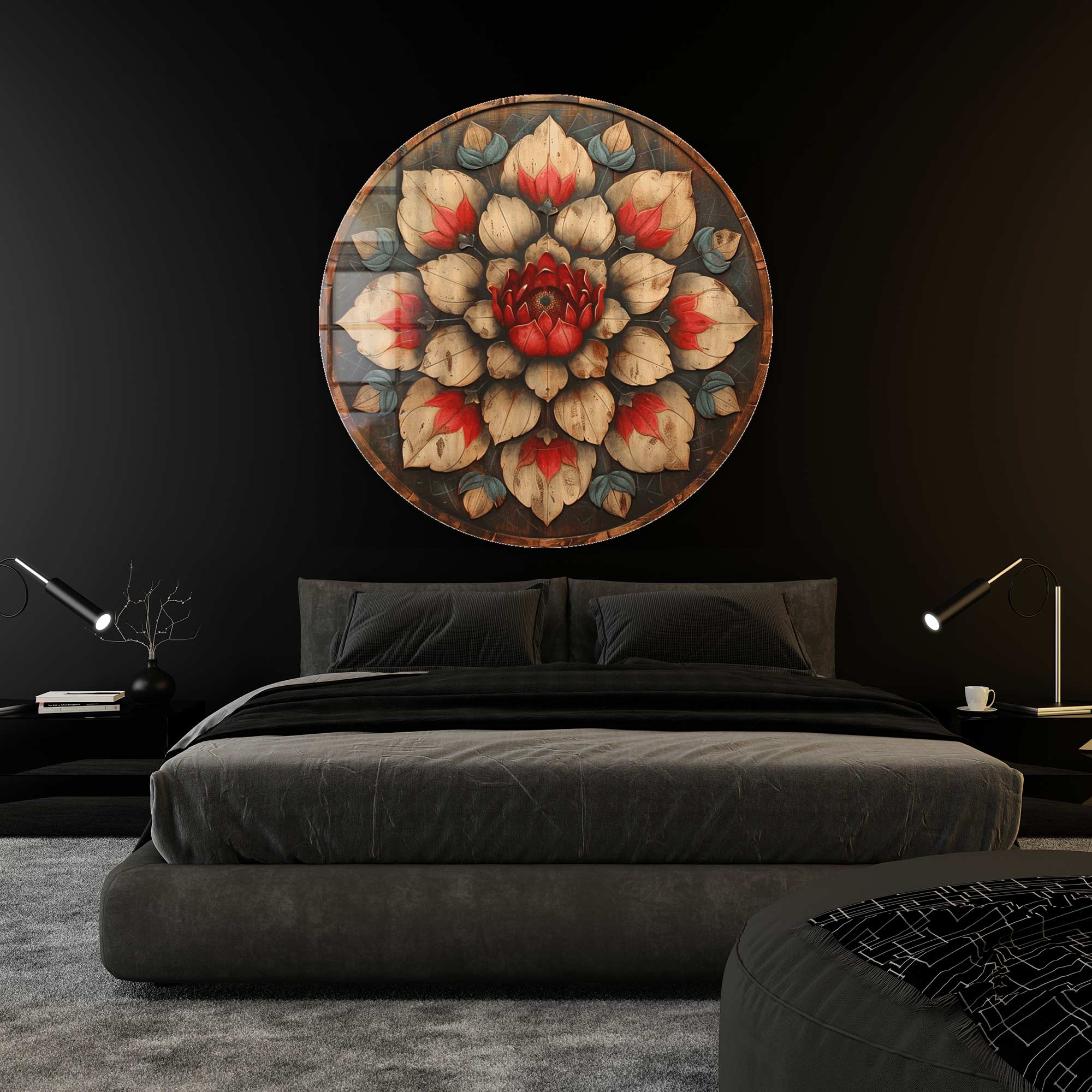 Vintage Rose - Rounded Glass Wall Art