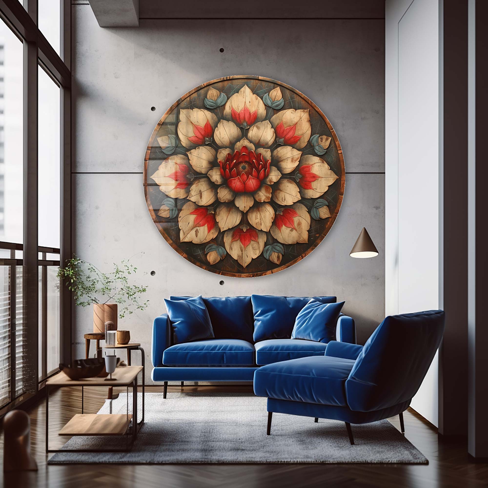 Vintage Rose - Rounded Glass Wall Art