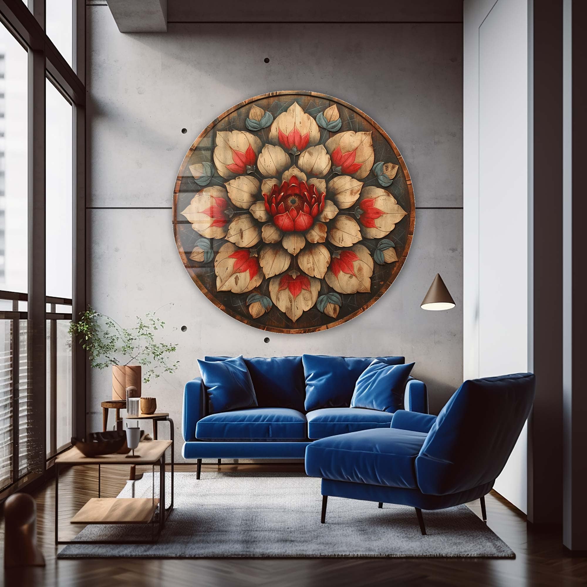Artronauts Glass Print Vintage Rose - Rounded Glass Wall Art